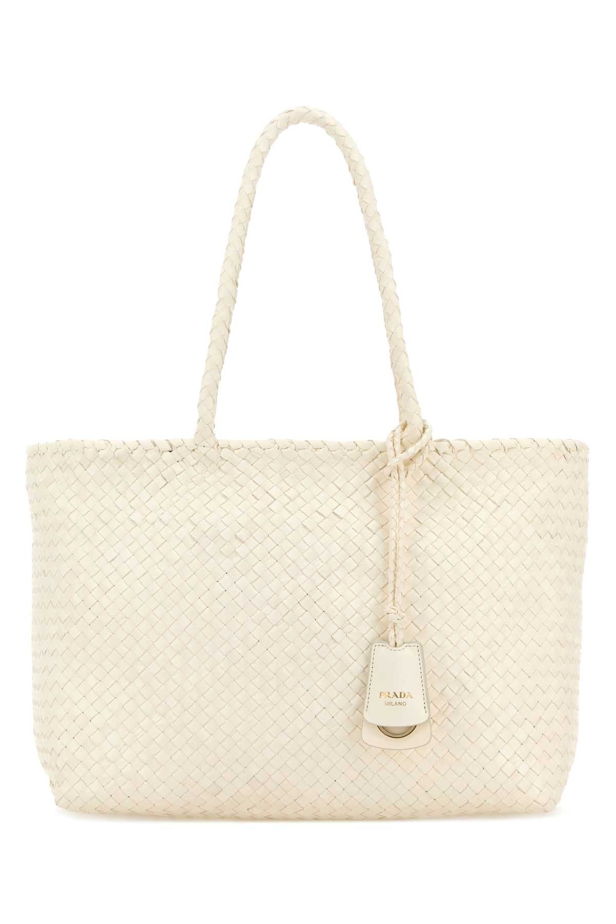 Prada Women White Leather Large Shopping Bag PRADA