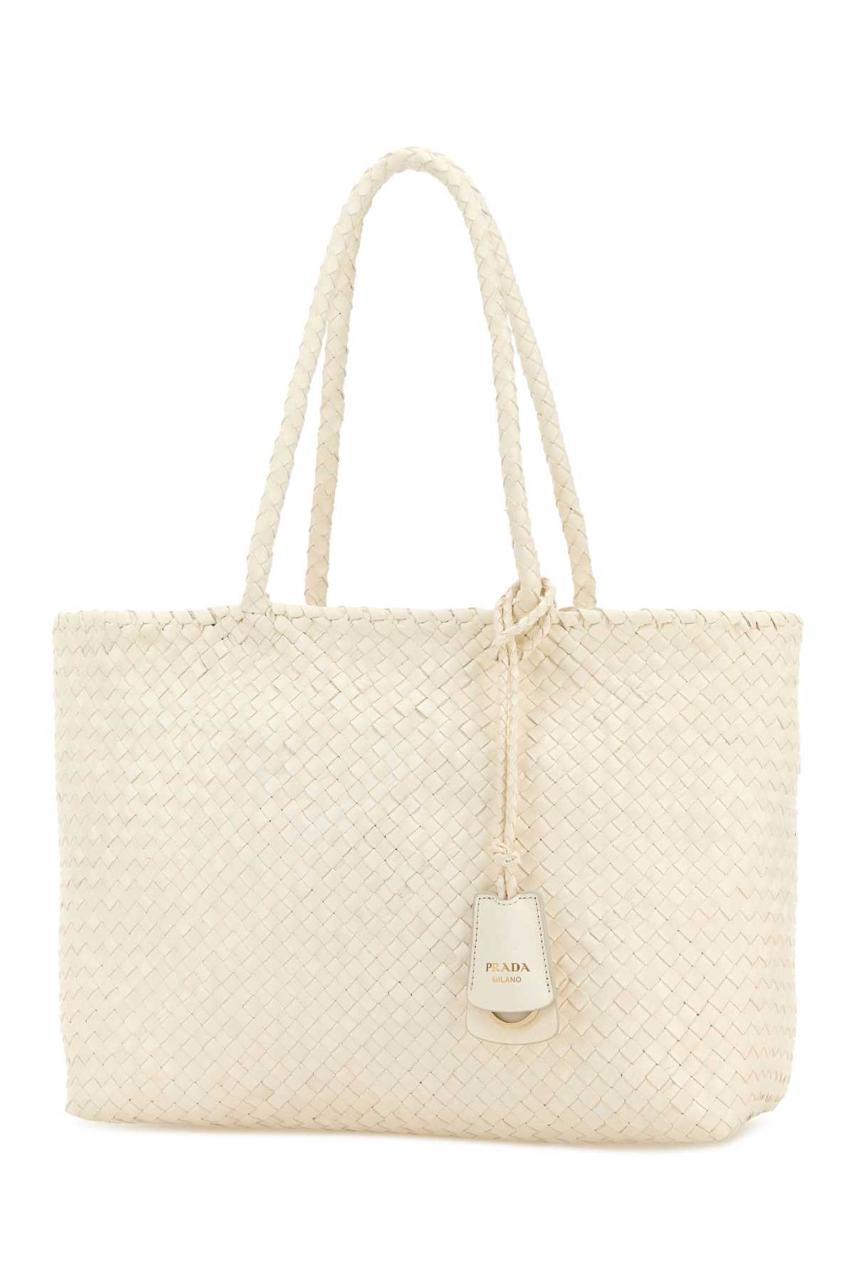 Prada Women White Leather Large Shopping Bag PRADA