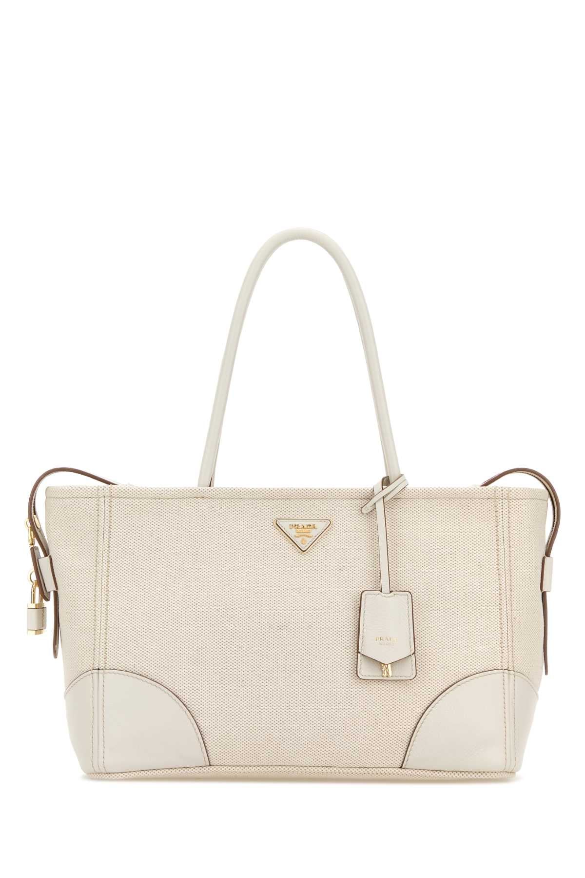 Prada Women White Canvas Large Shopping Bag PRADA