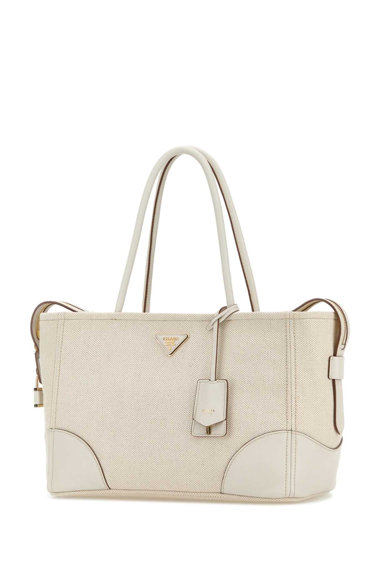 Prada Women White Canvas Large Shopping Bag PRADA
