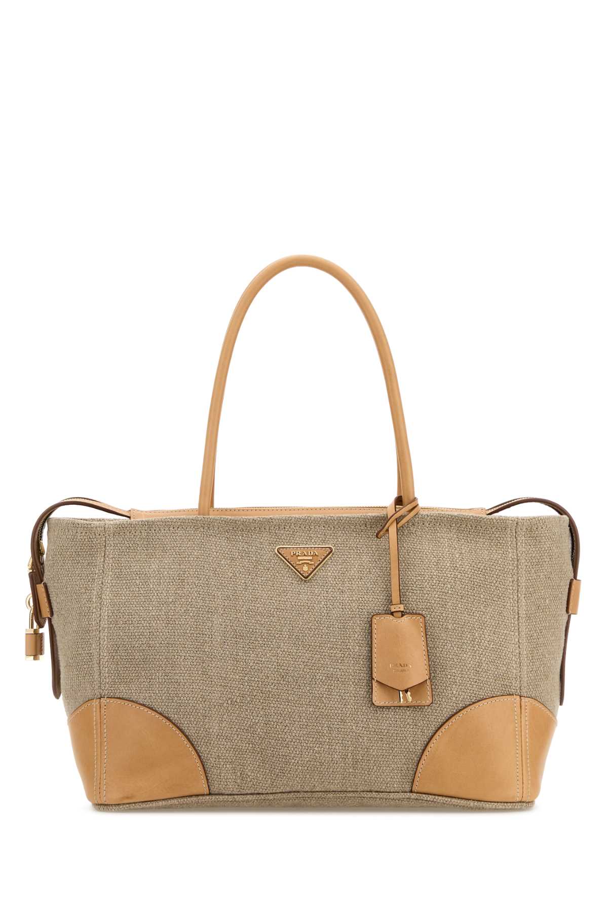 Prada Women Cappuccino Canvas Shopping Bag PRADA