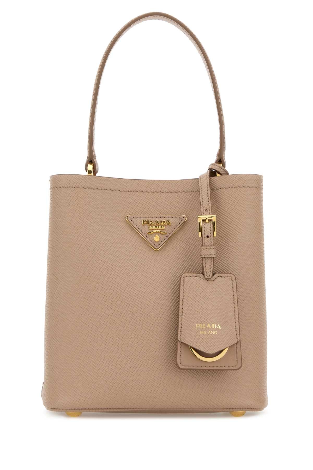 Prada Women Beige Leather Small Panier Handbag PRADA