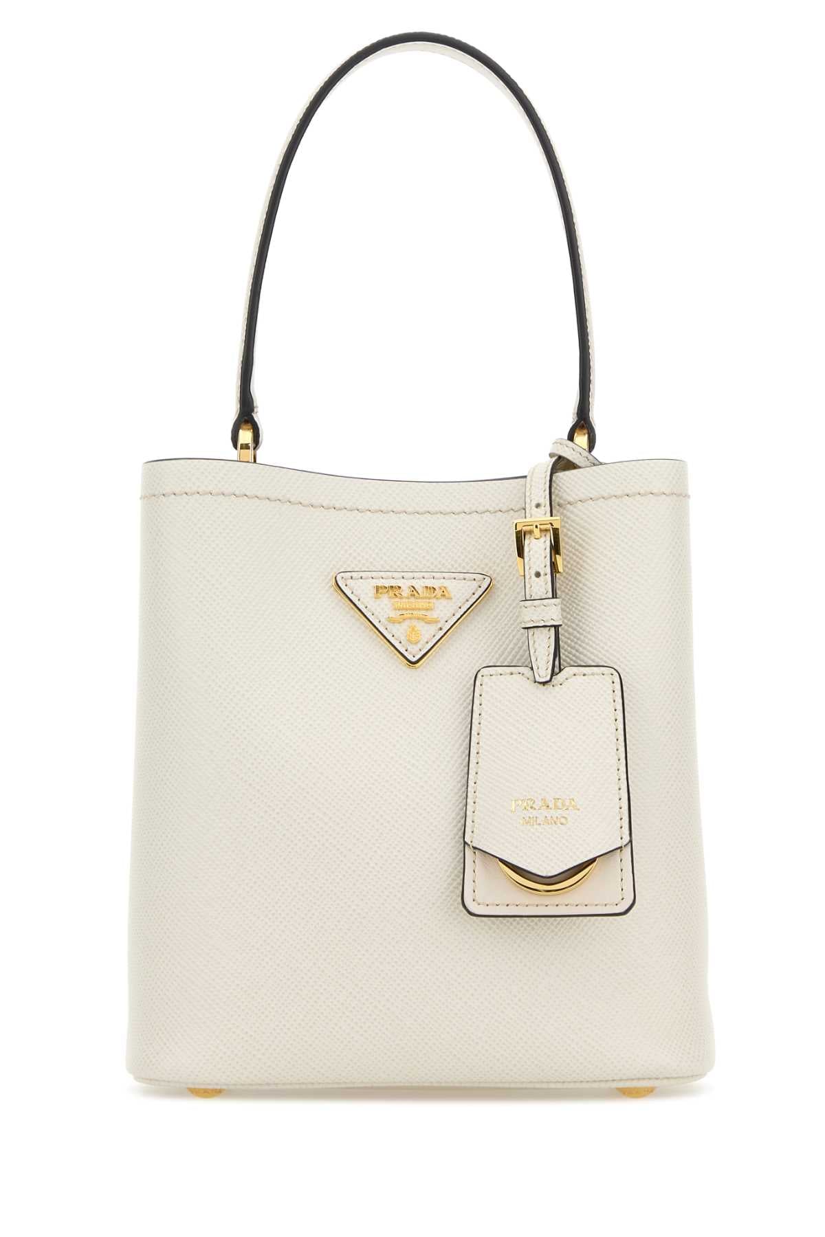 Prada Women Ivory Leather Small Panier Handbag PRADA