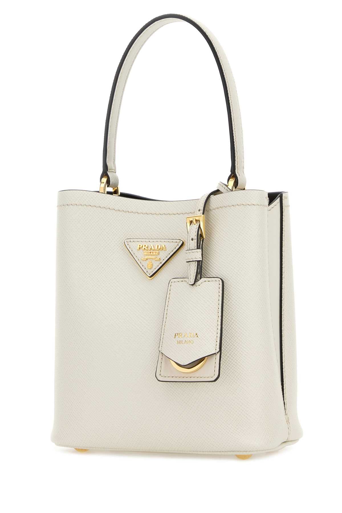 Prada Women Ivory Leather Small Panier Handbag PRADA