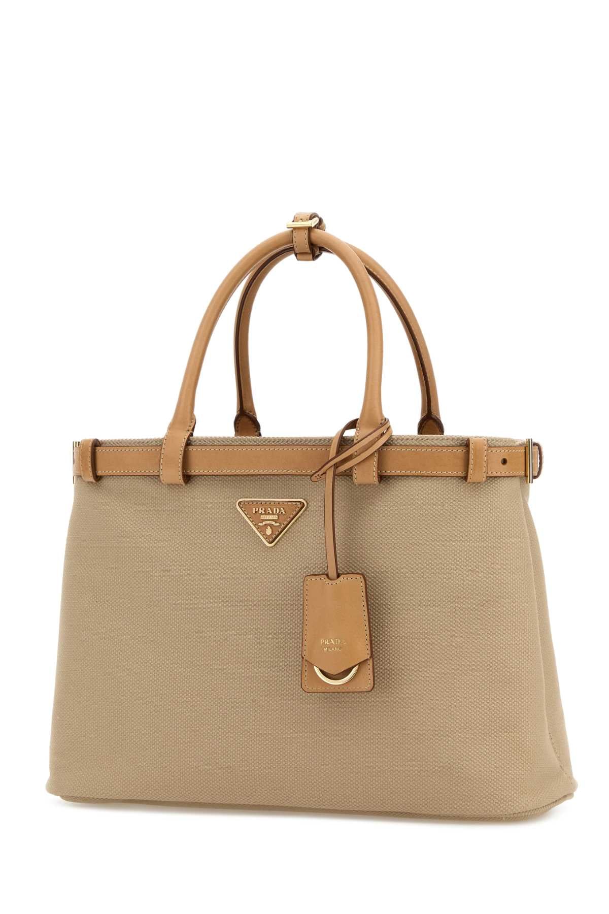 Prada Women Beige Canvas Shopping Bag PRADA