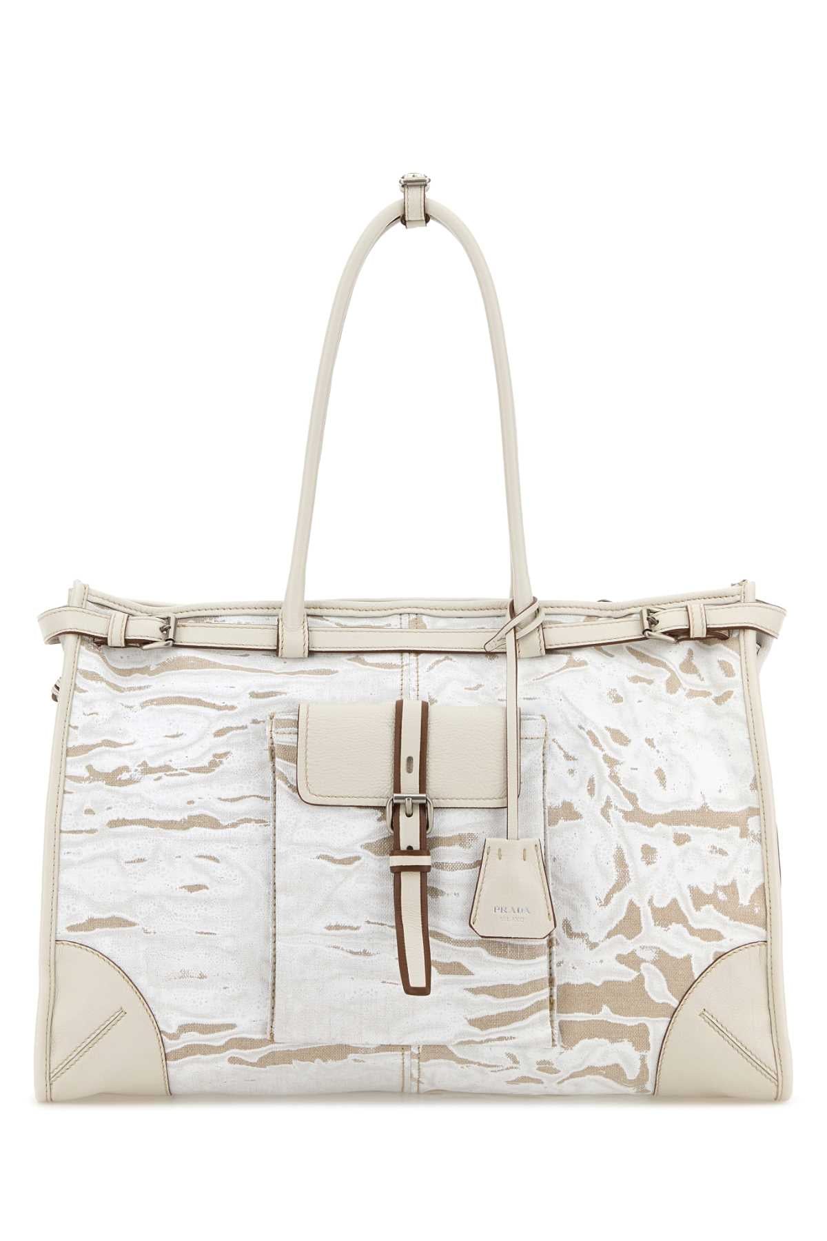 Prada Women Embroidered Canvas Large Prada Bonnie Shopping Bag PRADA