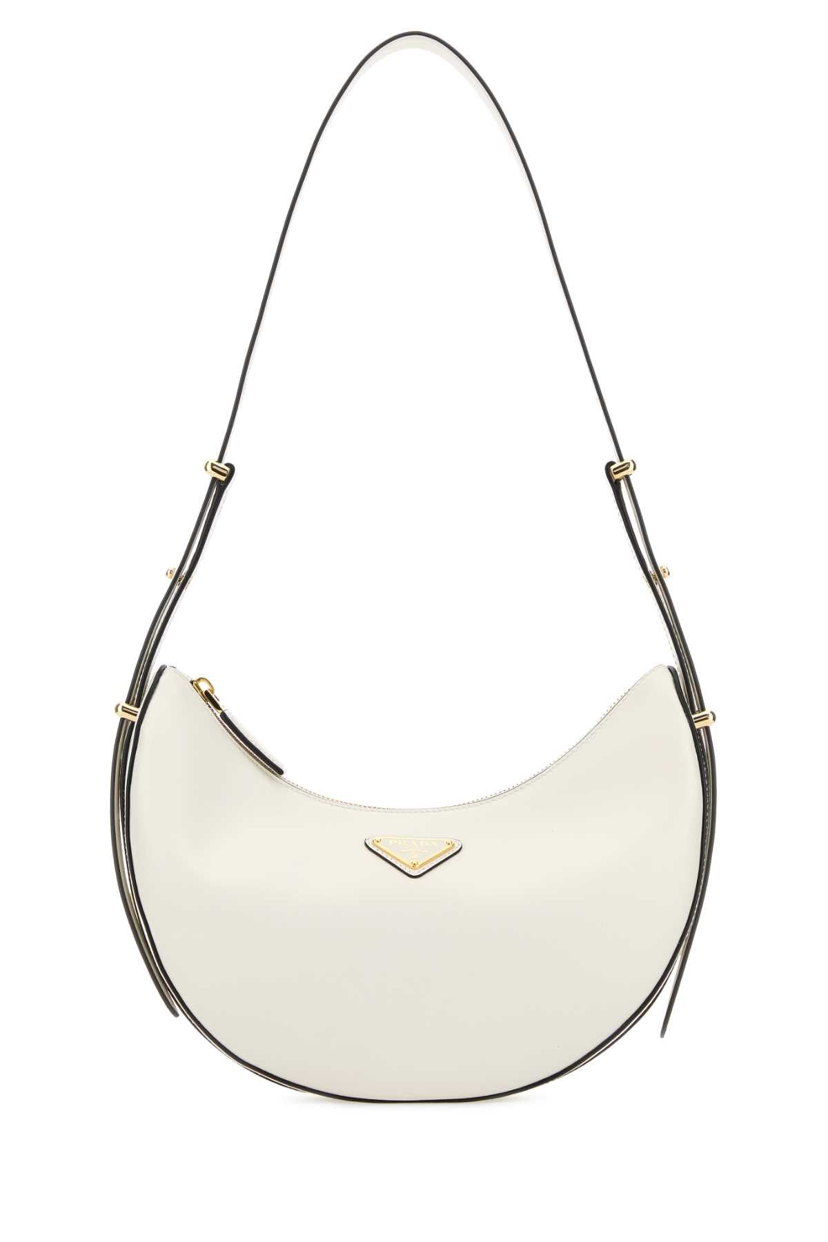 Prada Women White Leather Prada Arque Crossbody Bag PRADA