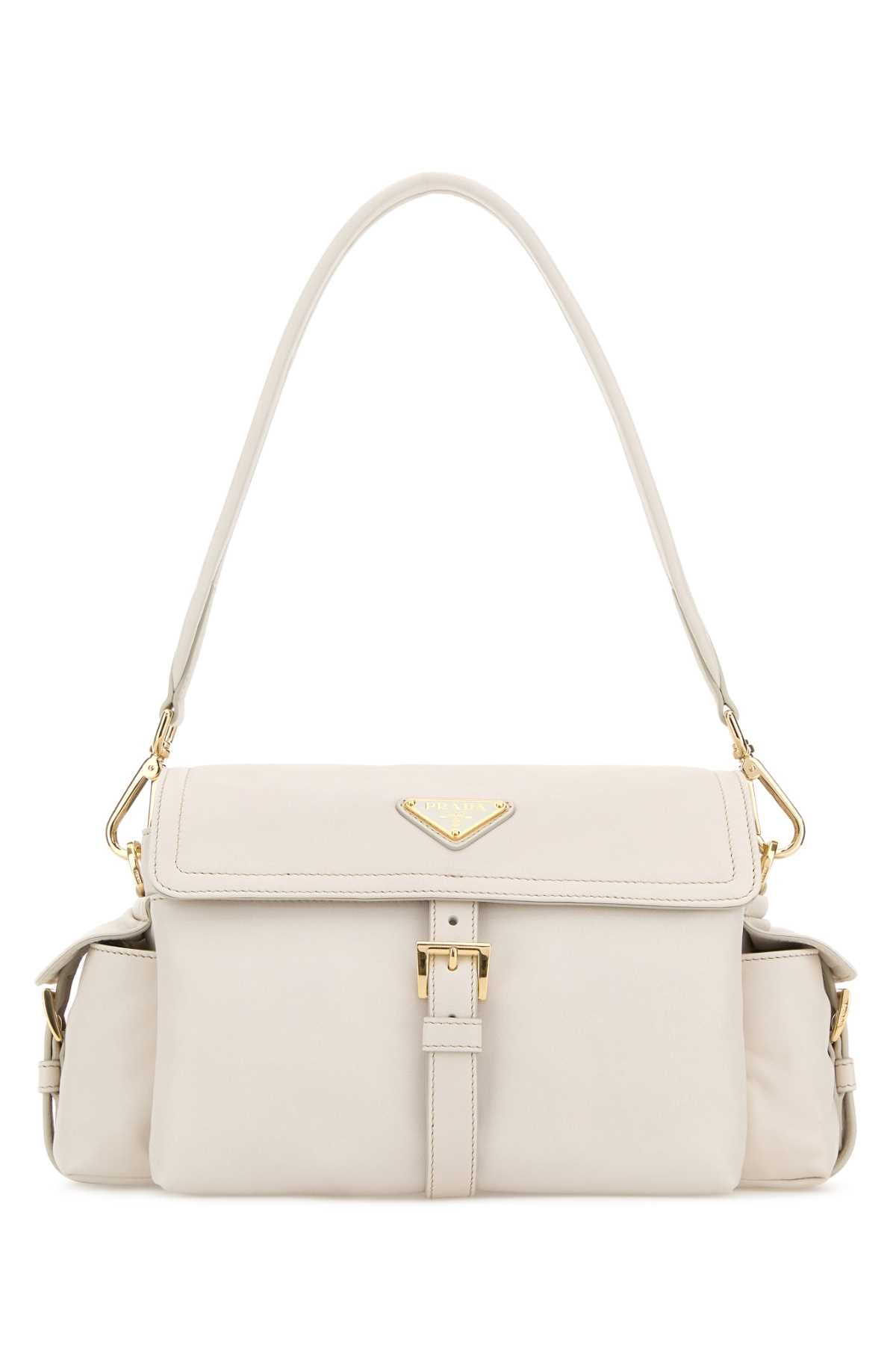 Prada Women Ivory Nappa Leather Prada Explore Shoulder Bag PRADA