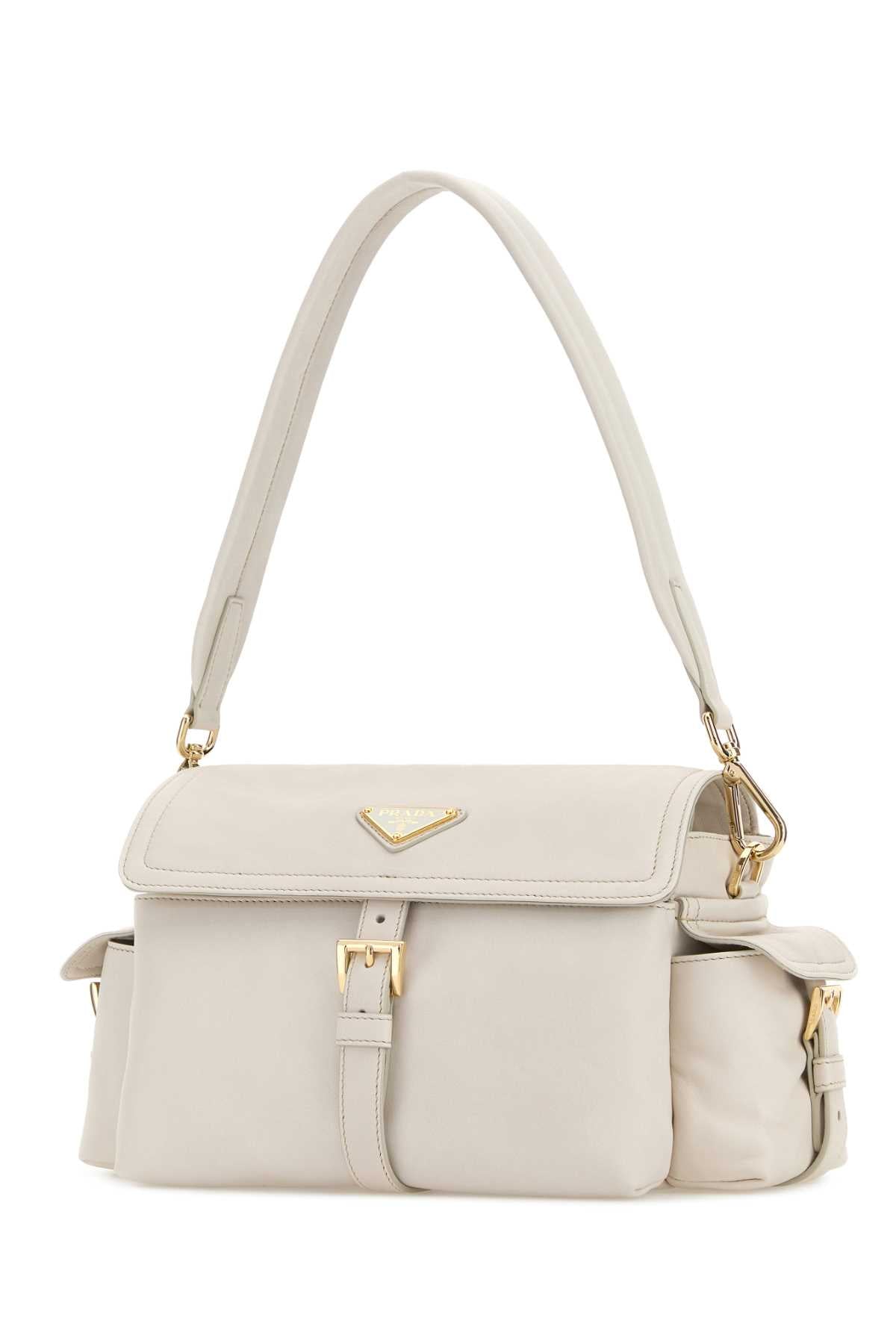 Prada Women Ivory Nappa Leather Prada Explore Shoulder Bag PRADA