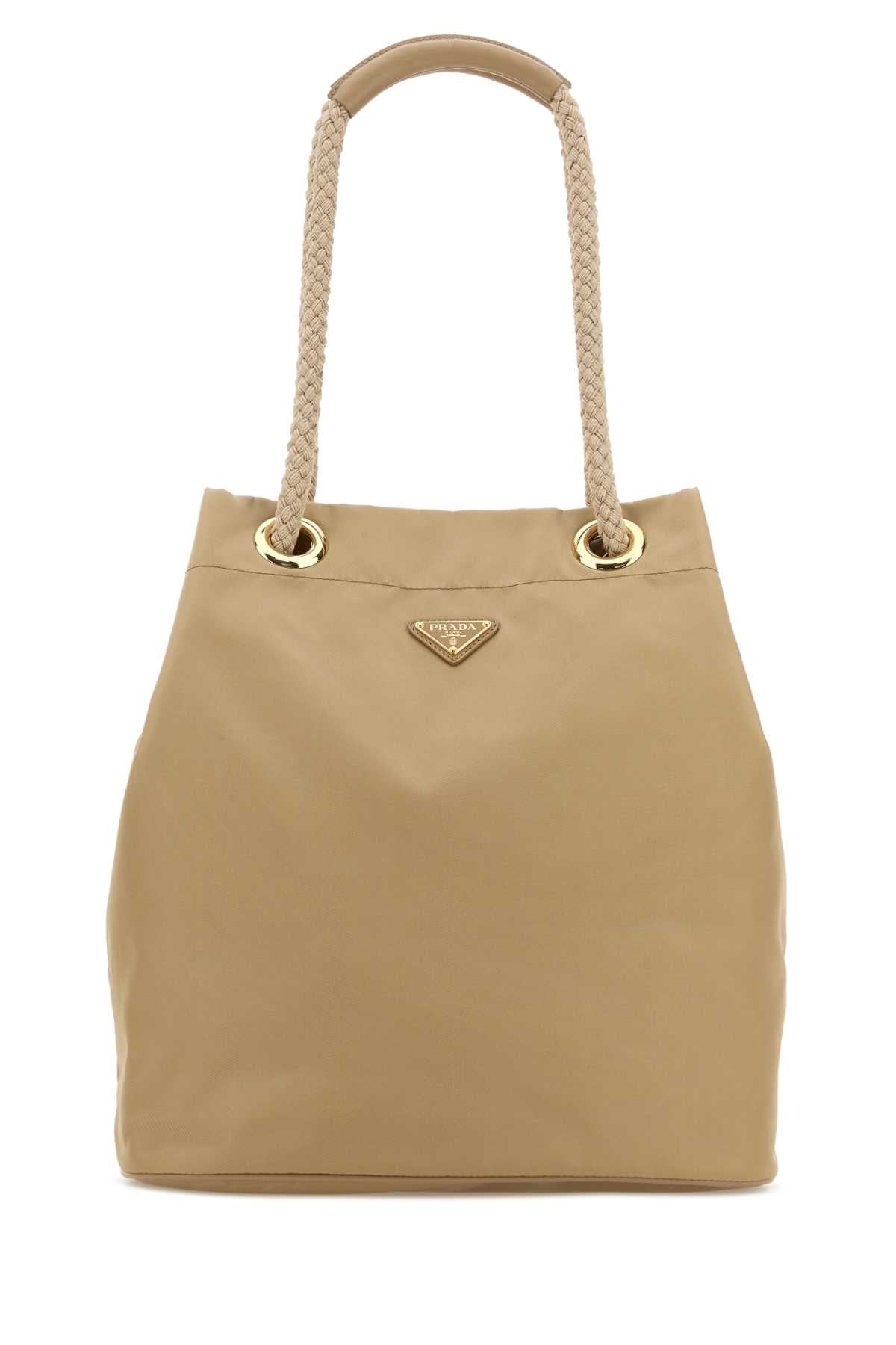 Prada Women Beige Re-Nylon Large Prada Mariner Bucket Bag PRADA