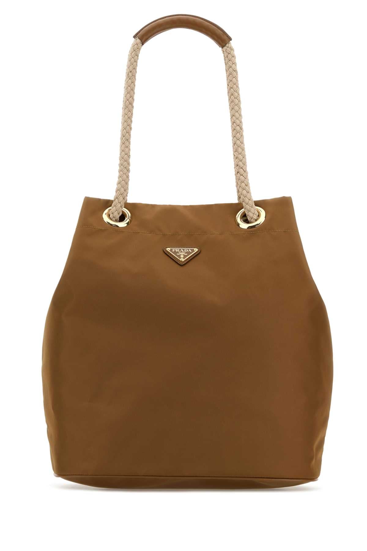 Prada Women Brown Re-Nylon Large Prada Mariner Bucket Bag PRADA