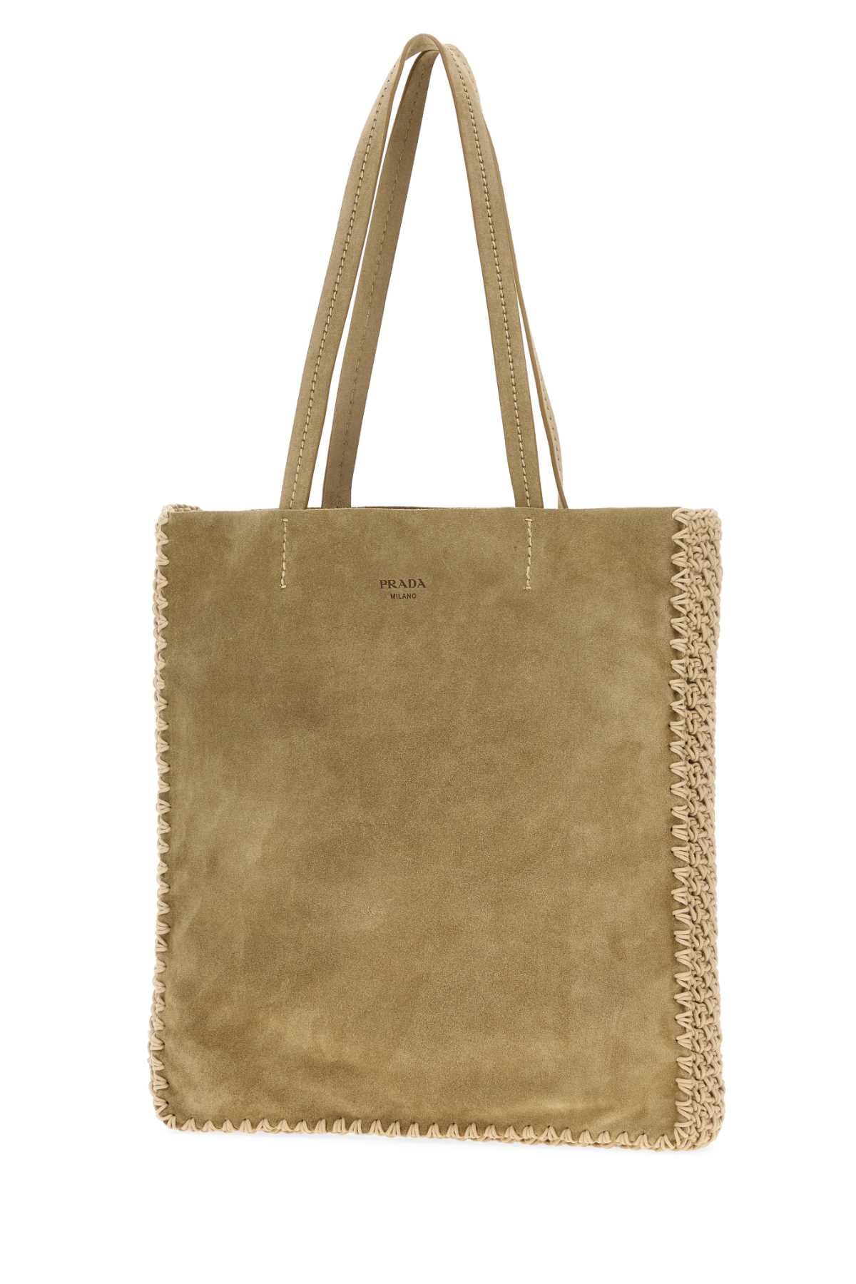 Prada Women Khaki Suede Large Shopping Bag PRADA
