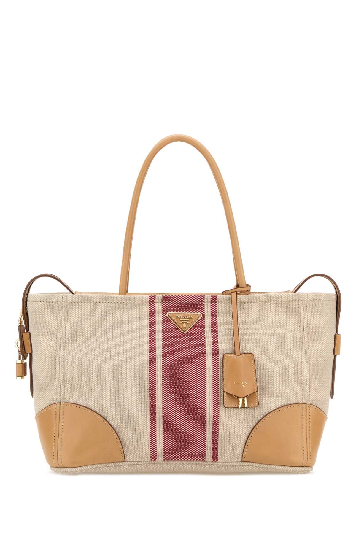Prada Women Sand Canvas Large Shopping Bag PRADA