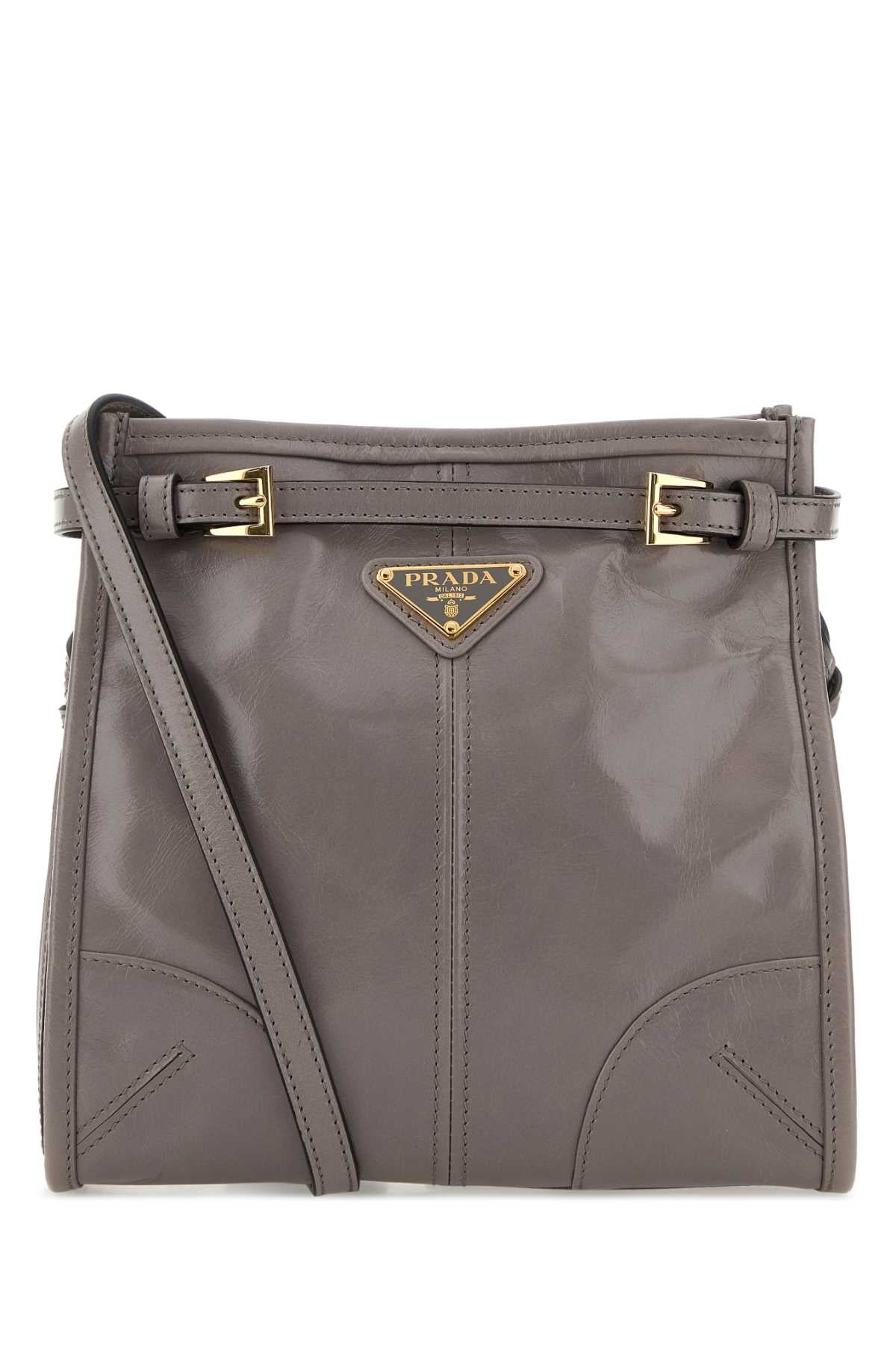 Prada Women Dove Grey Leather Mini Prada Bonnie Crossbody Bag PRADA