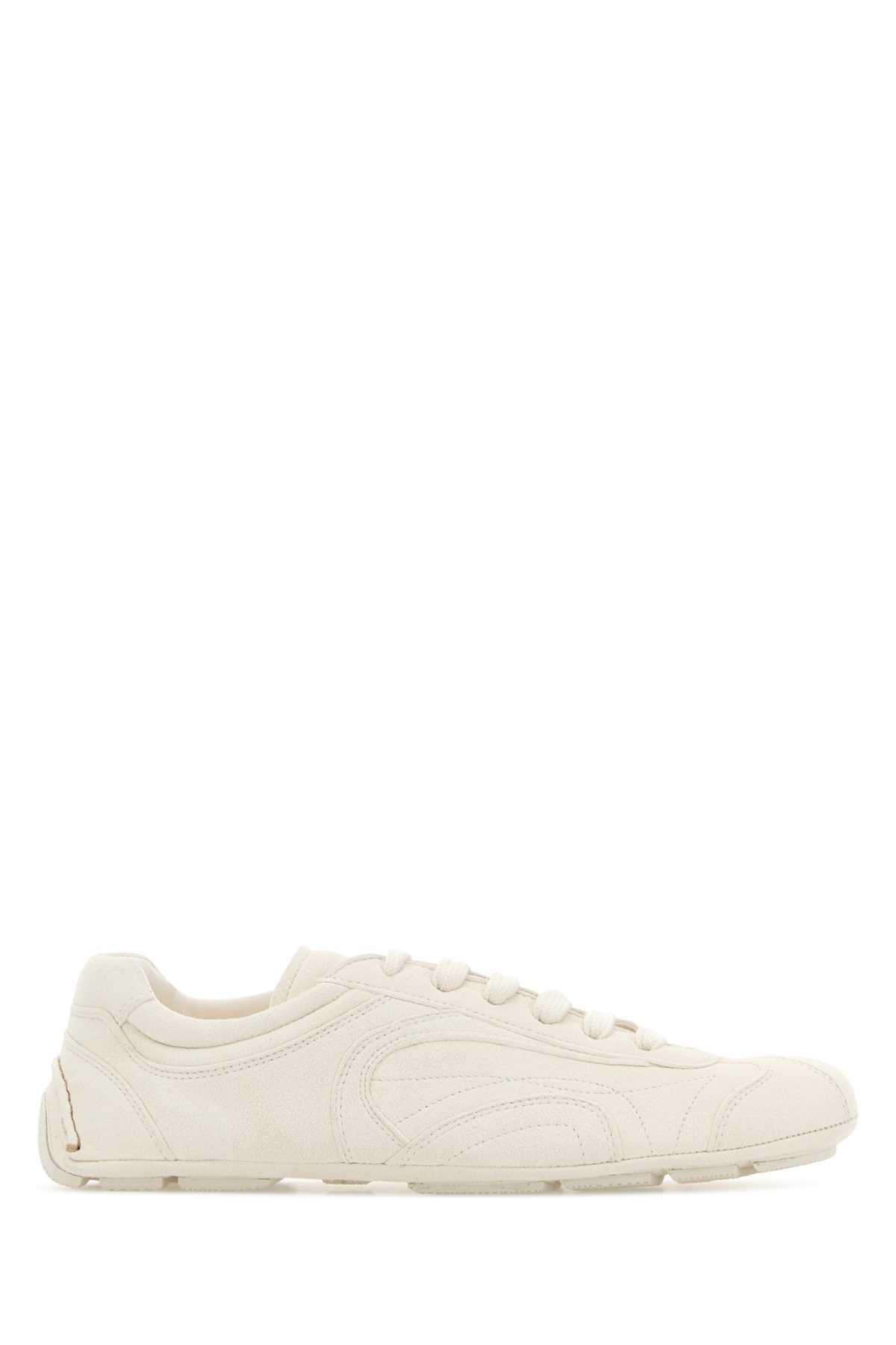 Prada Women White Suede Montecarlo Sneakers PRADA