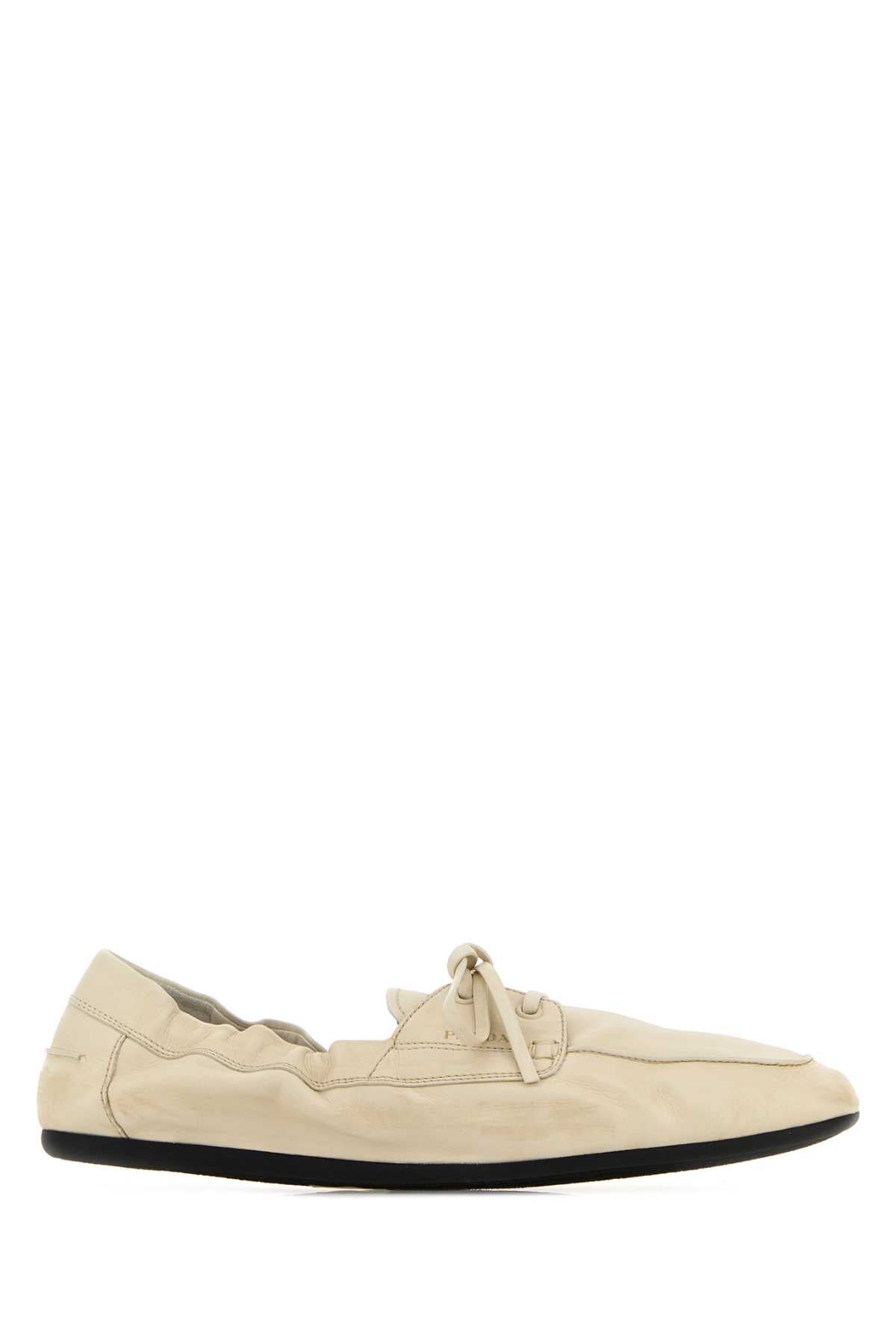 Prada Women Ivory Leather Loafers PRADA