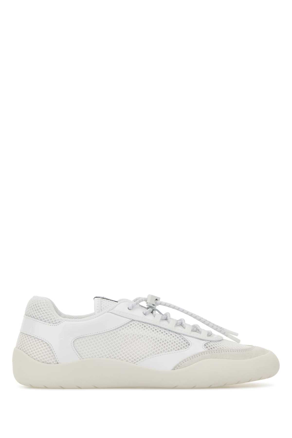 Prada Women White Leather And Mesh Speedrock Sneakers PRADA