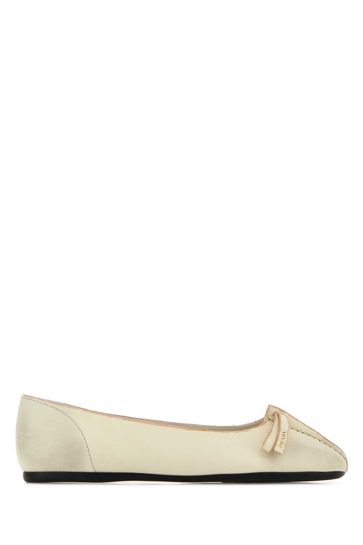 Prada Women Ivory Leather Ballerinas PRADA