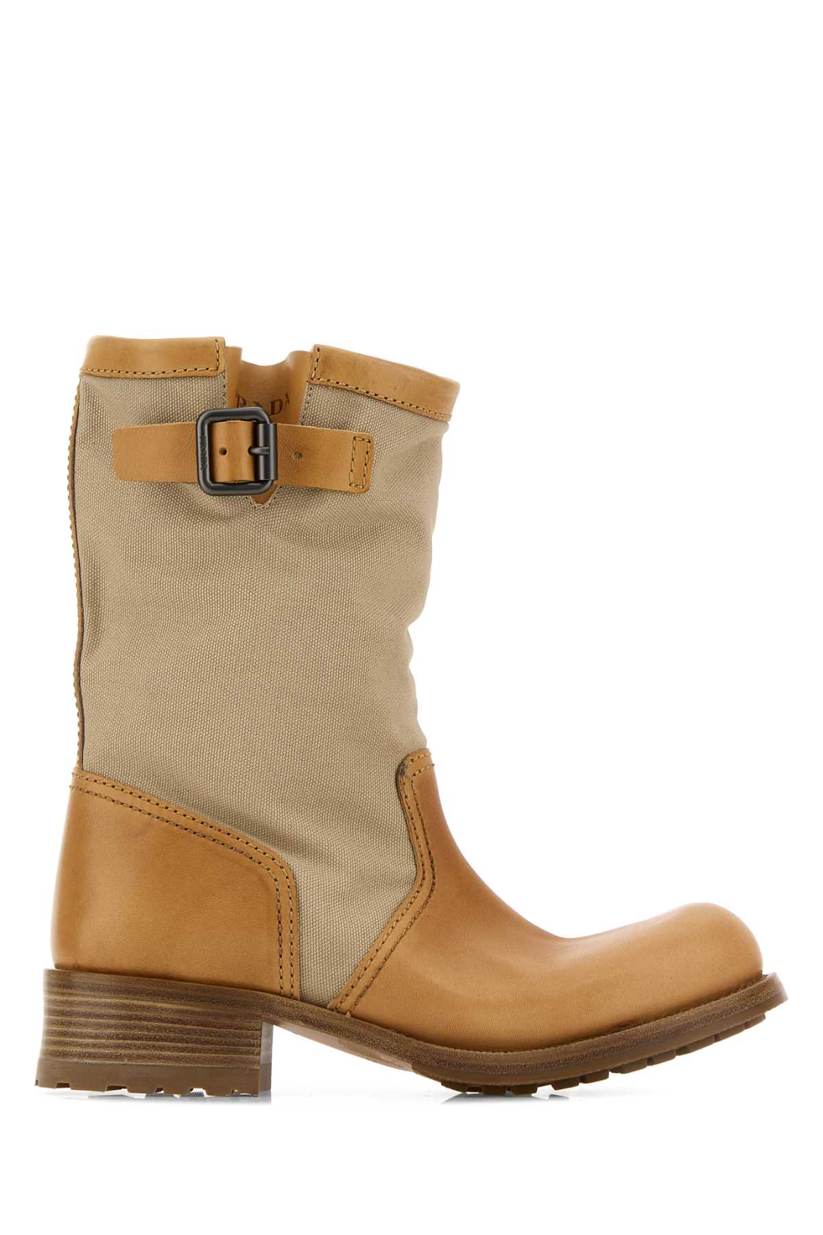 Prada Women Two-Tone Canvas And Leather Boots PRADA