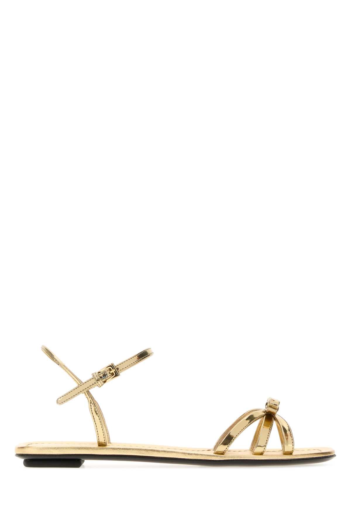 Prada Women Gold Leather Sandals PRADA