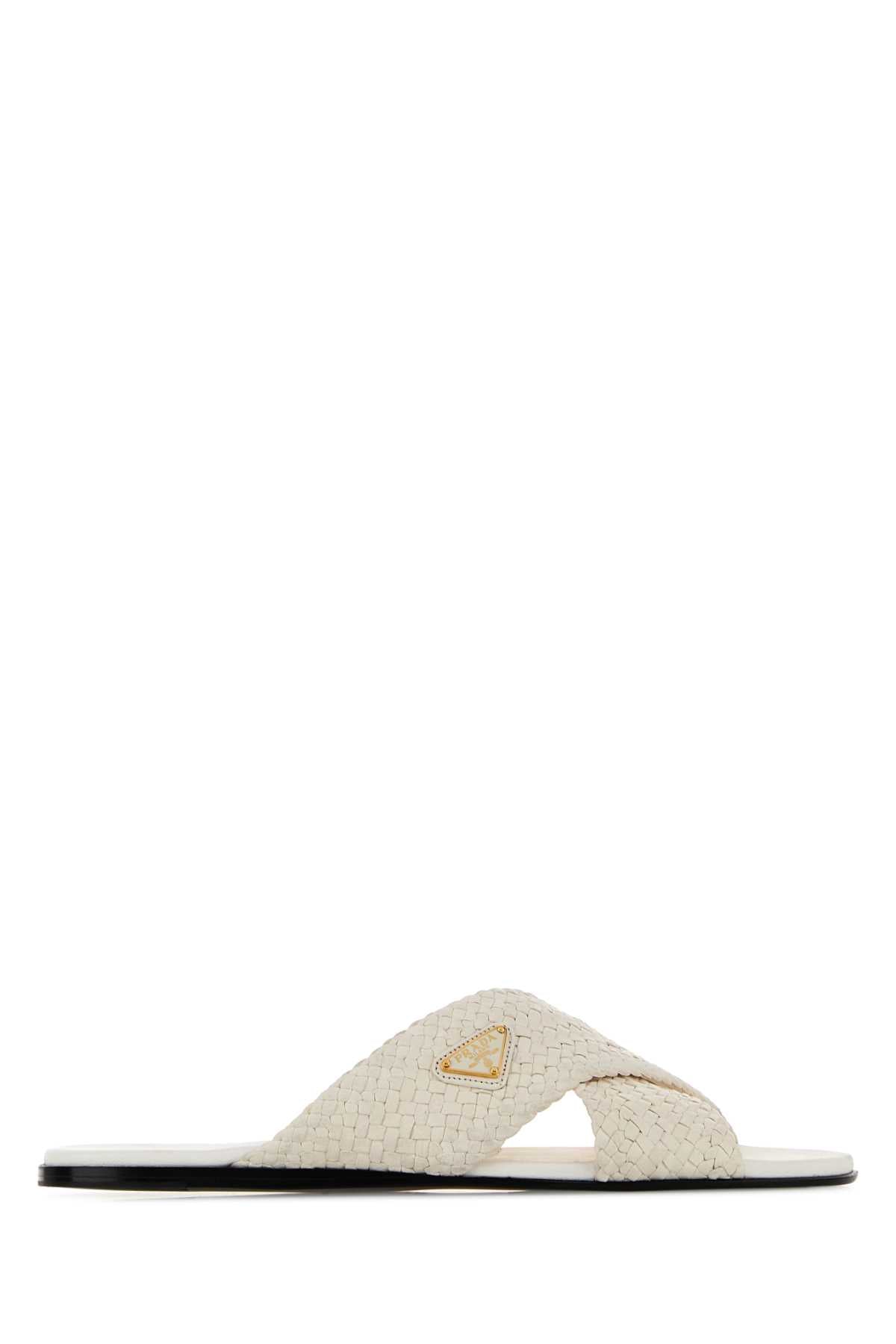Prada Women White Leather Slippers PRADA