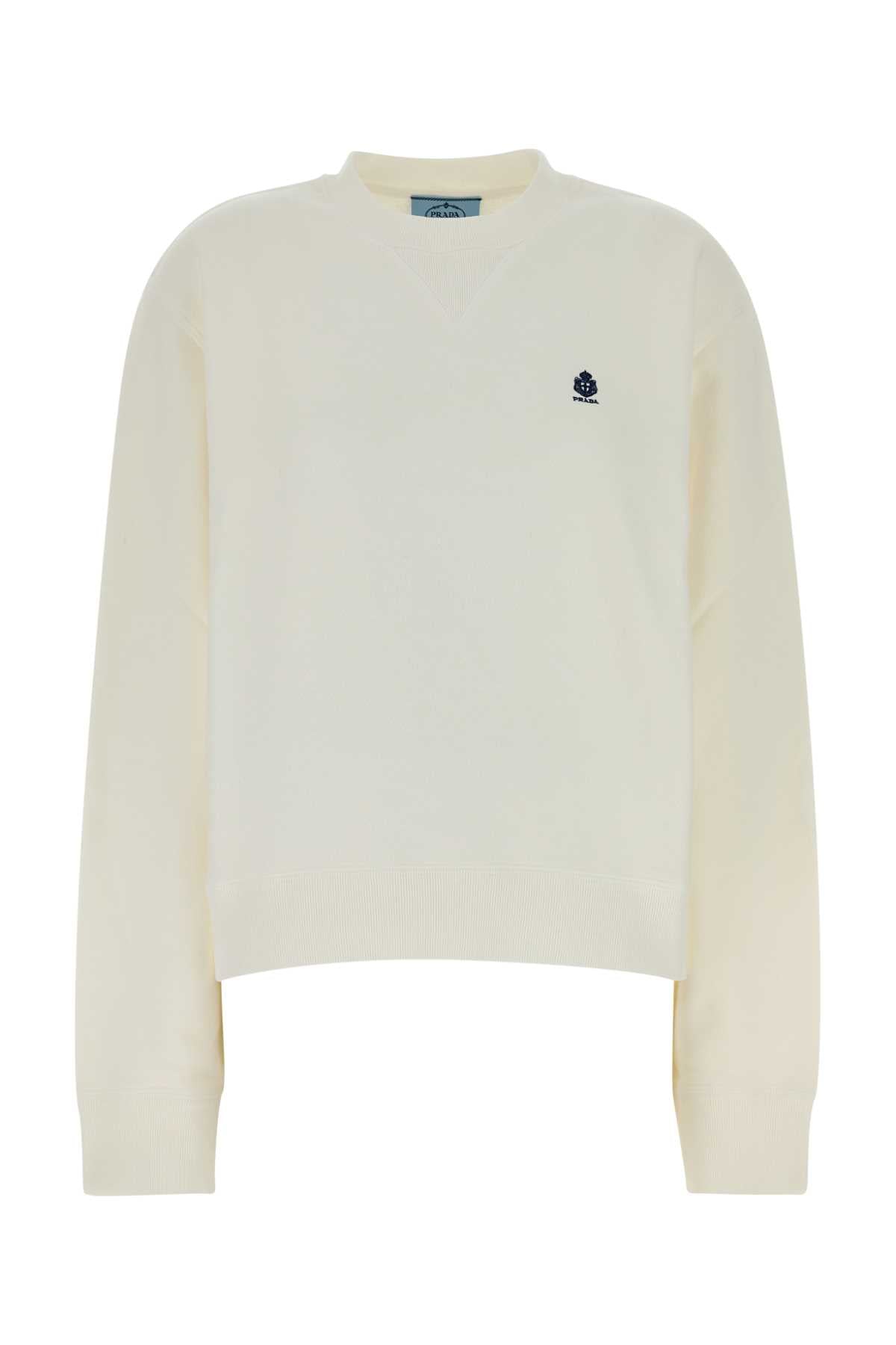 Prada Women White Cotton Sweatshirt PRADA