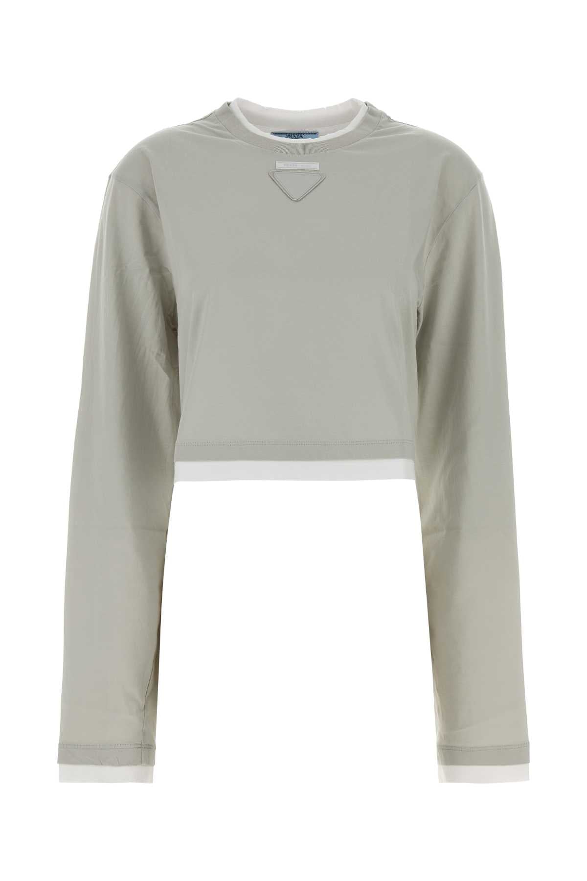 Prada Women Grey Cotton T-Shirt PRADA