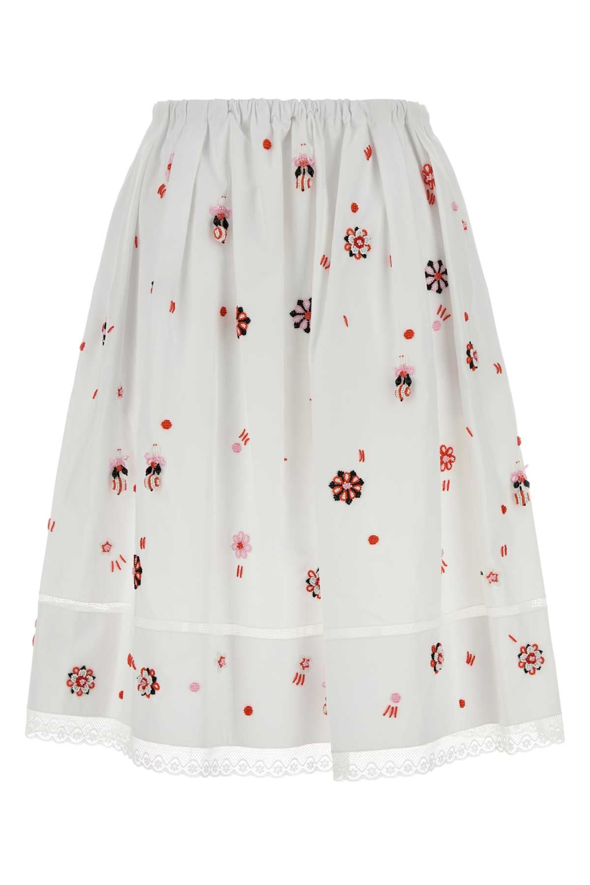 Prada Women White Poplin Skirt PRADA