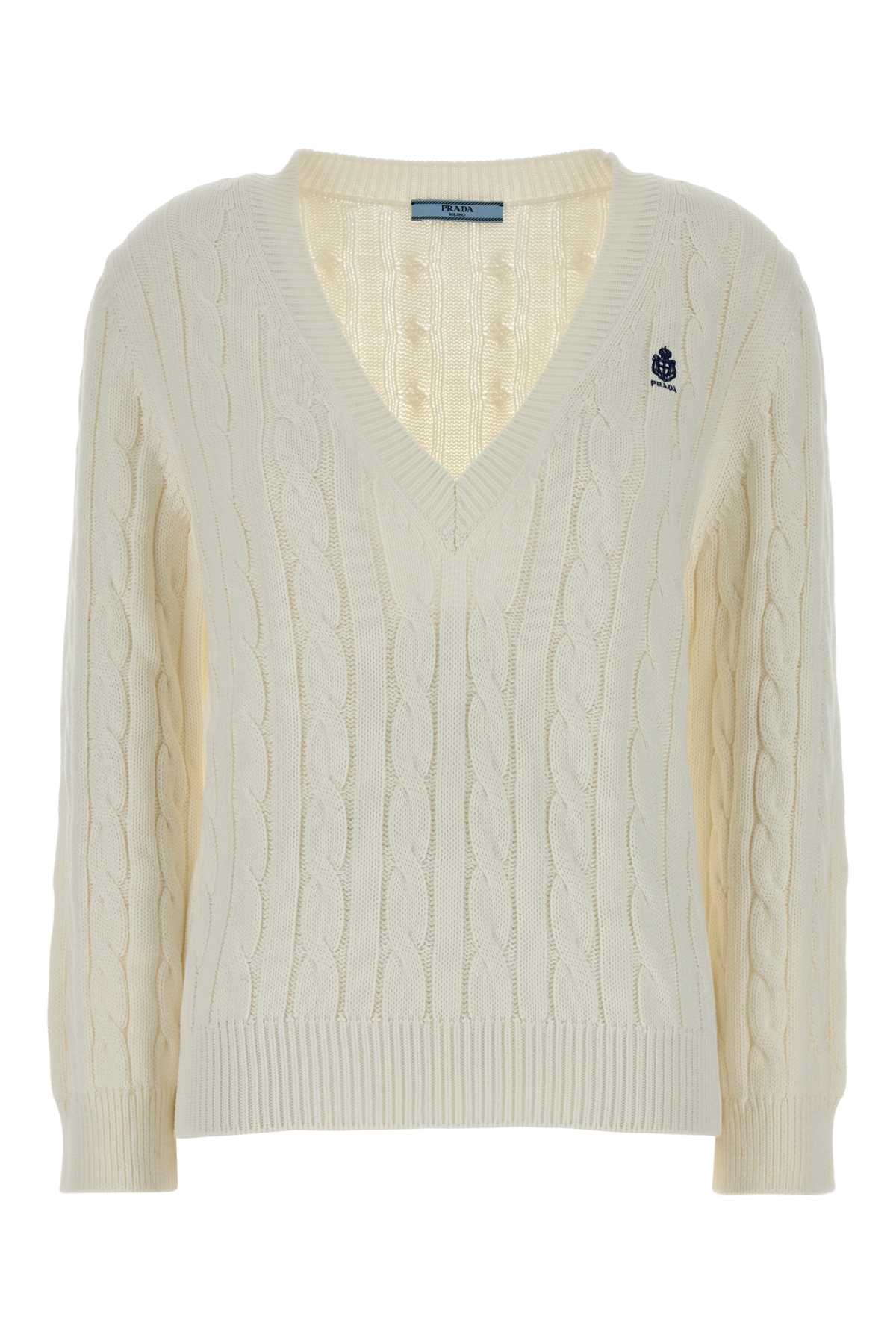 Prada Women White Cotton Sweater PRADA