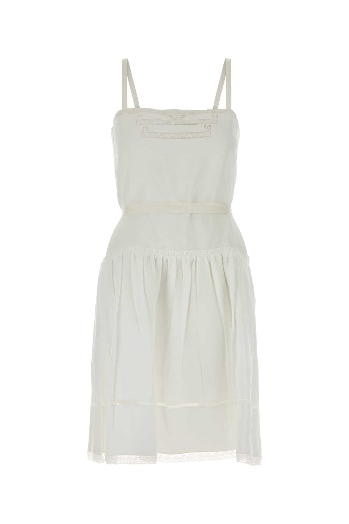 Prada Women White Linen Dress PRADA