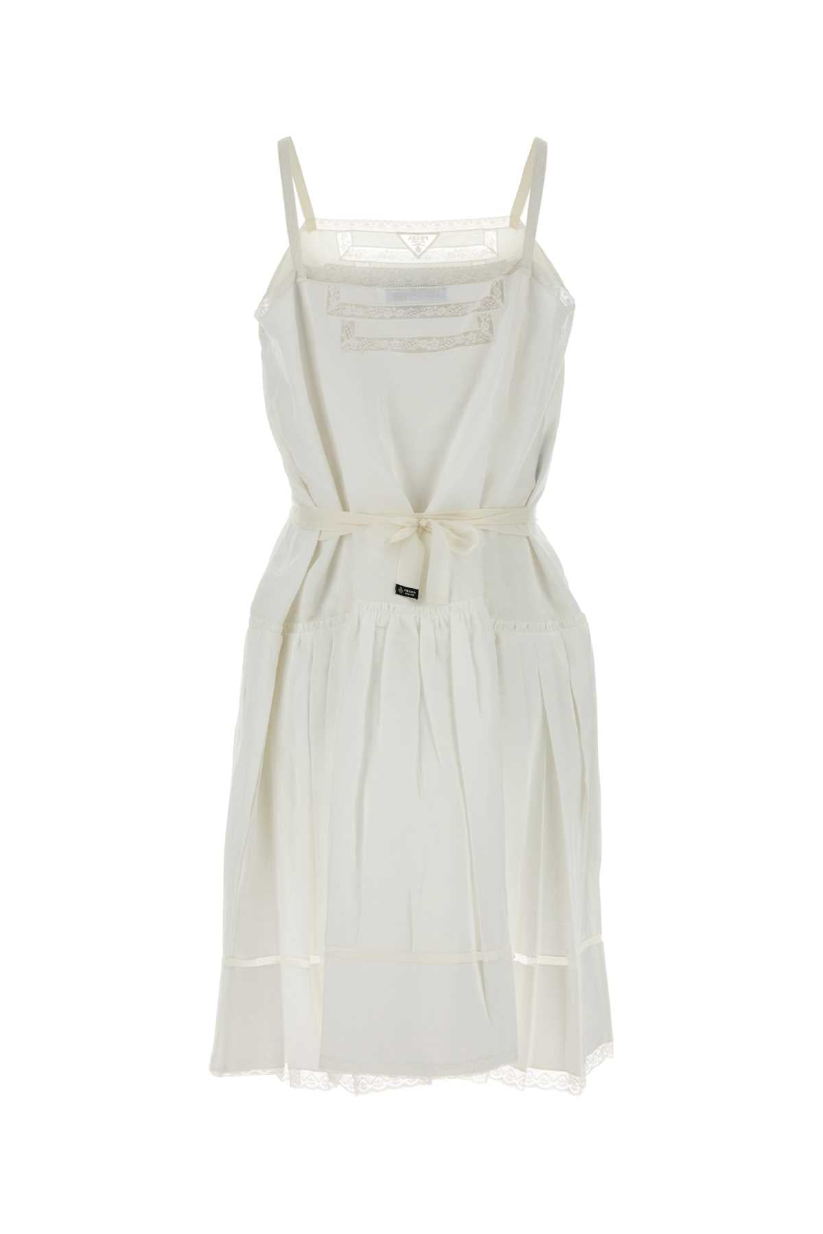Prada Women White Linen Dress PRADA