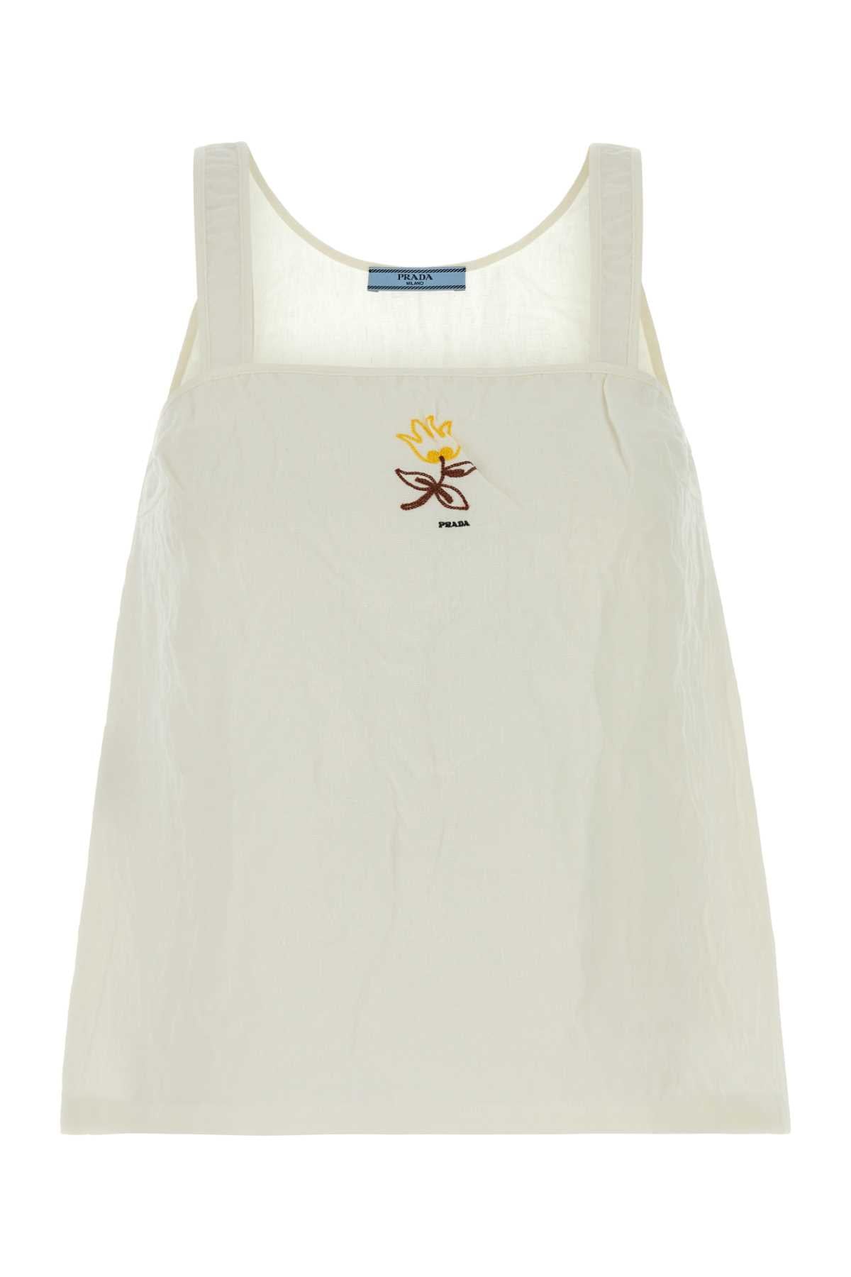 Prada Women White Linen Top PRADA