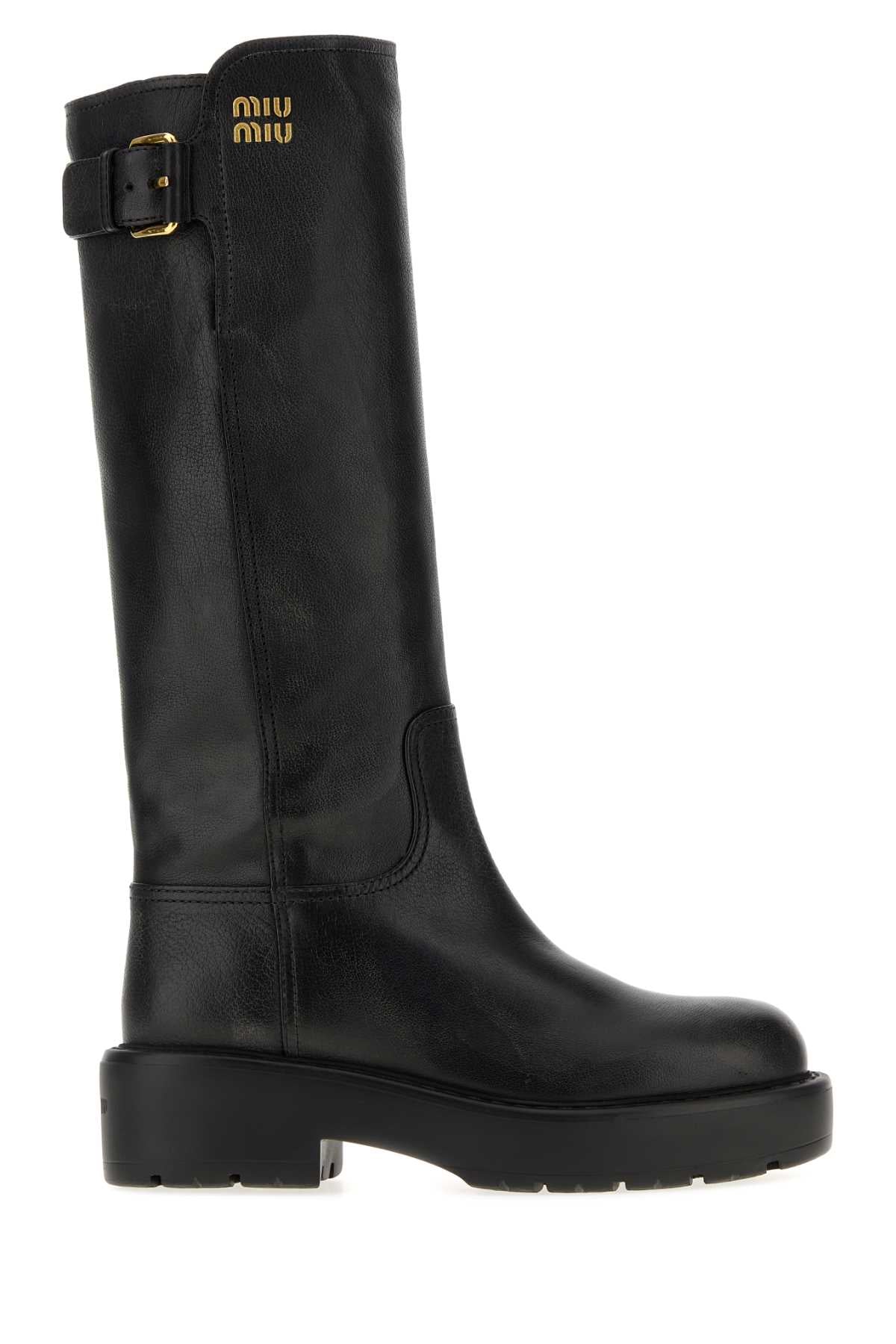 Miu Miu Women Black Leather Boots MIU MIU