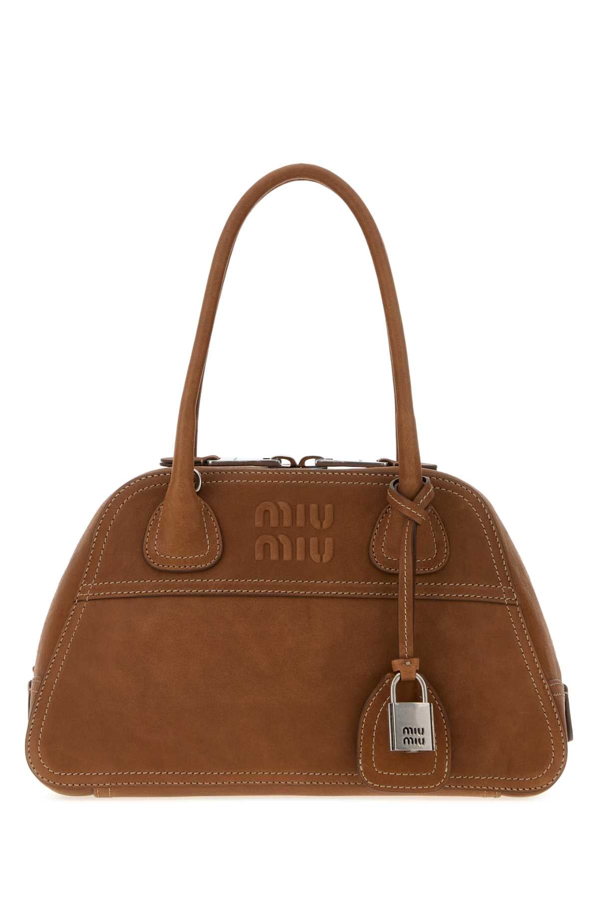 Miu Miu Women Camel Leather Vivant Handbag MIU MIU