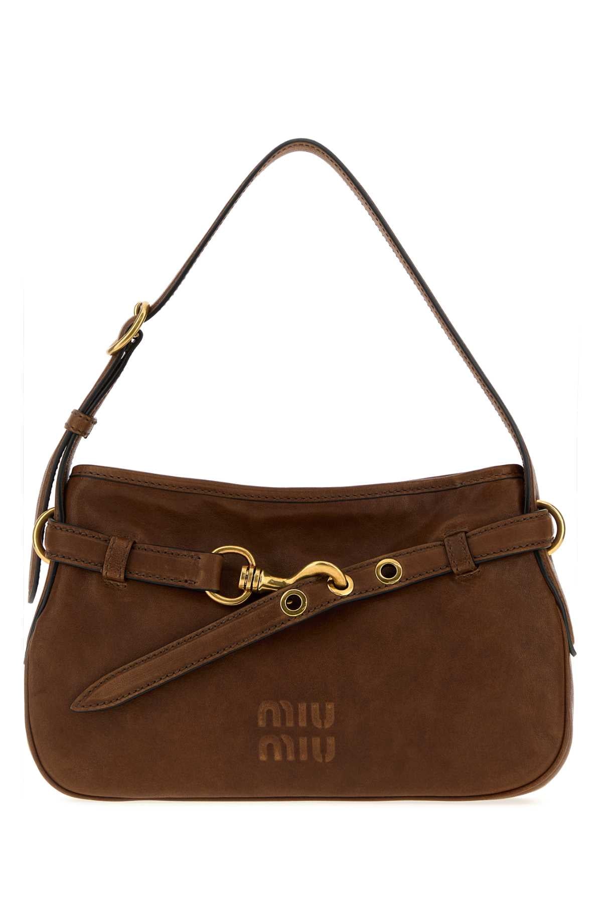 Miu Miu Women Brown Nappa Leather Aventure Shoulder Bag MIU MIU