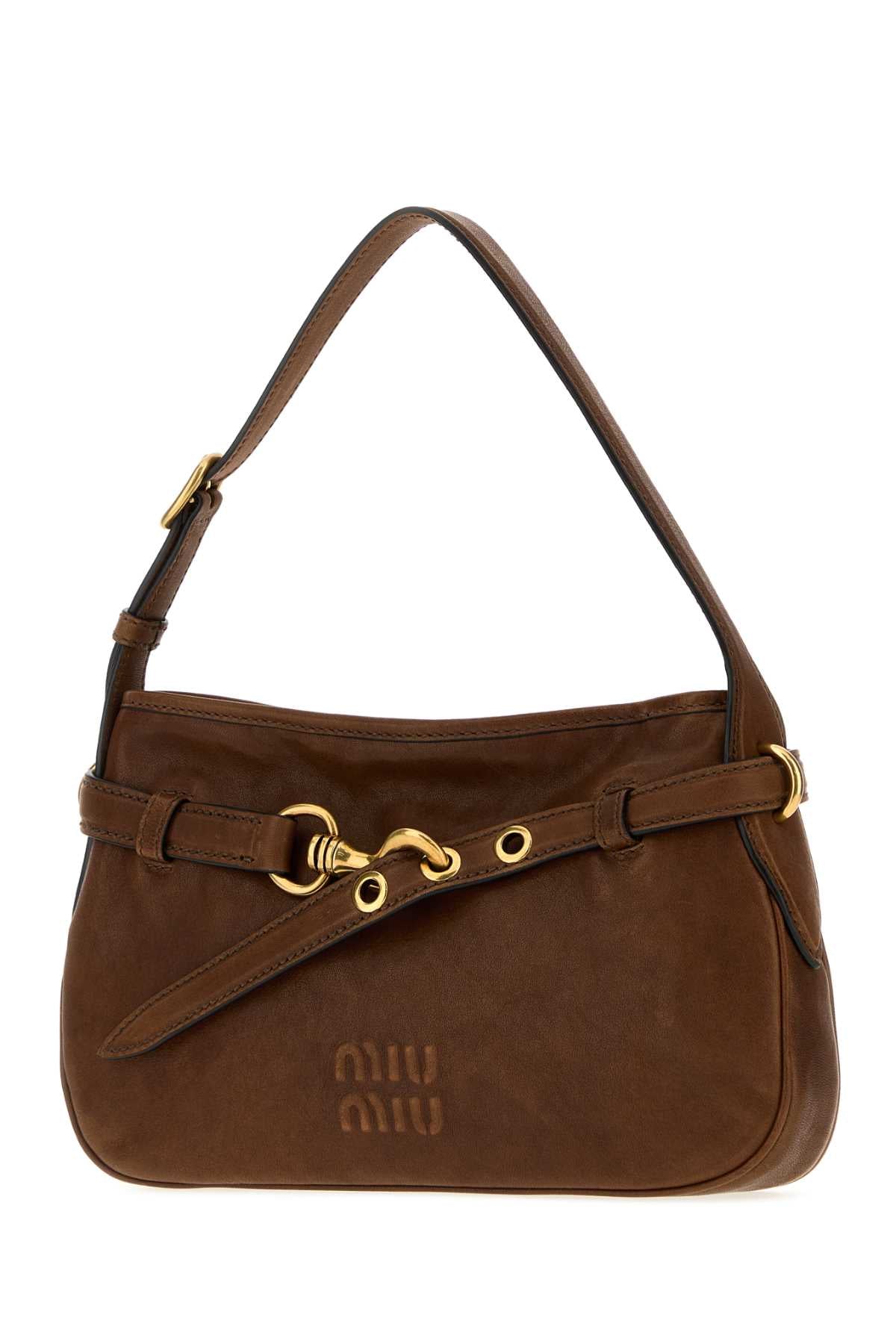 Miu Miu Women Brown Nappa Leather Aventure Shoulder Bag MIU MIU