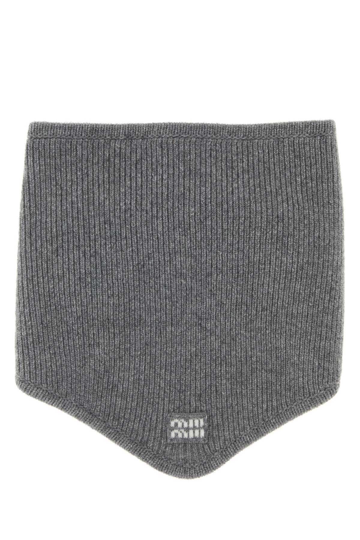 Miu Miu Women Grey Wool Blend Scarf MIU MIU
