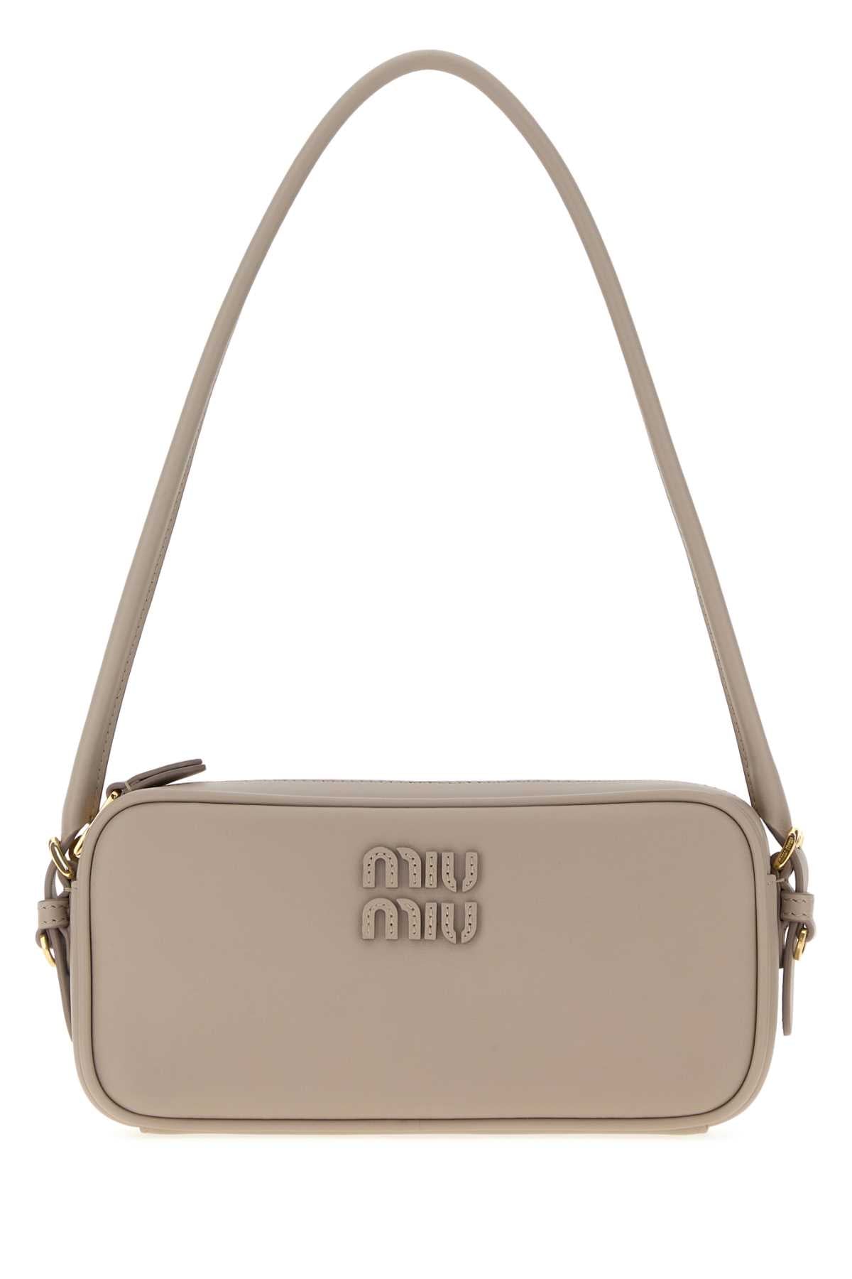 Miu Miu Women Grey Leather Shoulder Bag MIU MIU