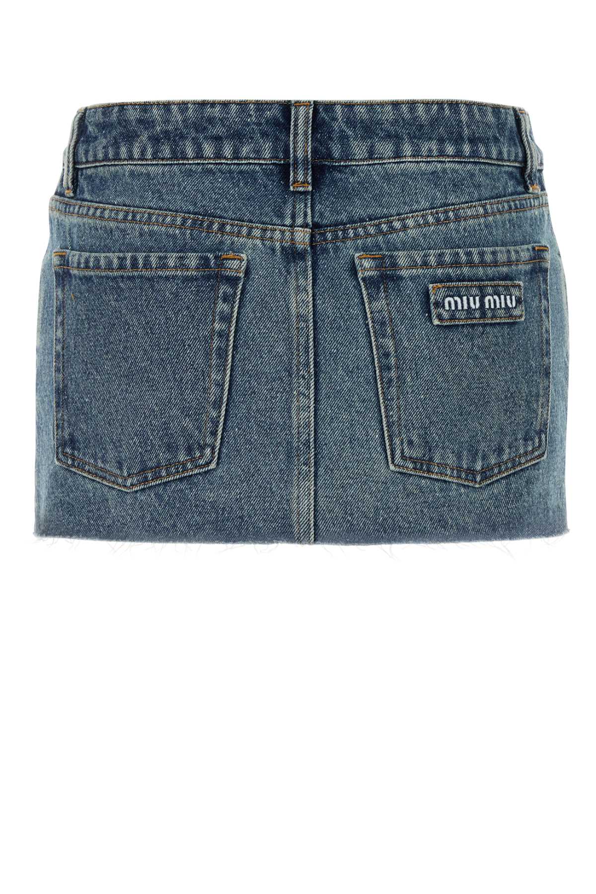 Miu Miu Women Denim Mini Skirt MIU MIU