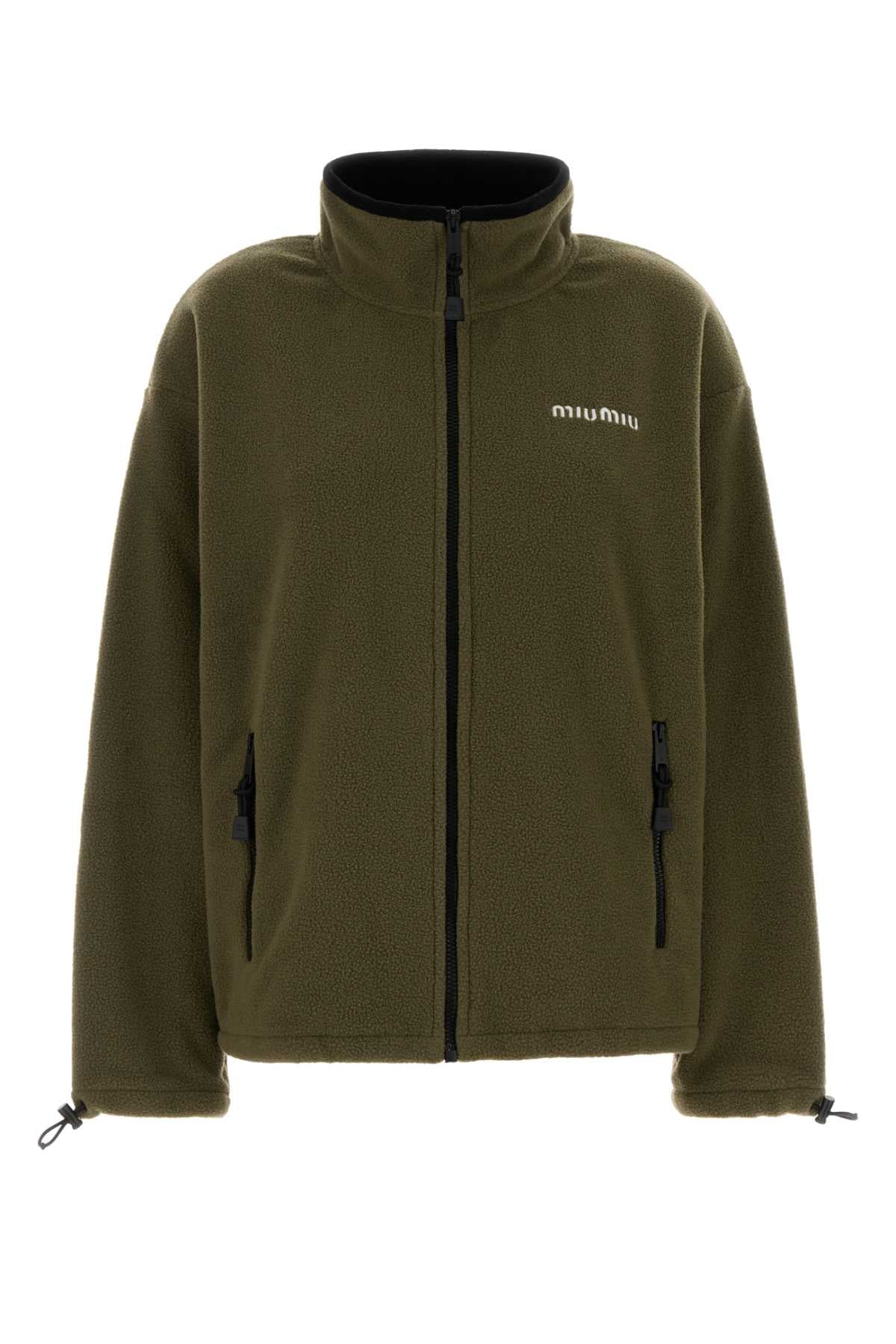 Miu Miu Women Olive Green Pile Jacket MIU MIU