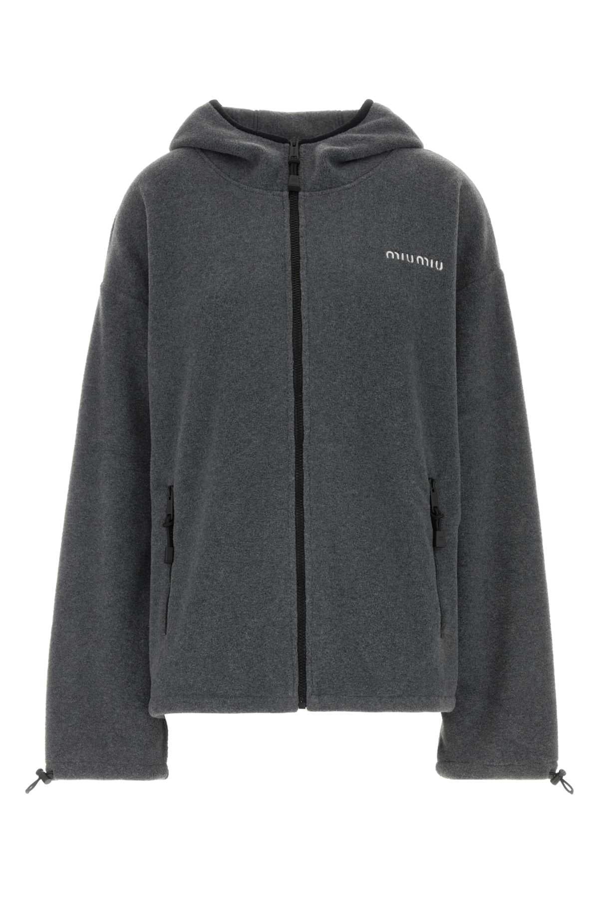 Miu Miu Women Dark Grey Pile Oversize Sweatshirt MIU MIU