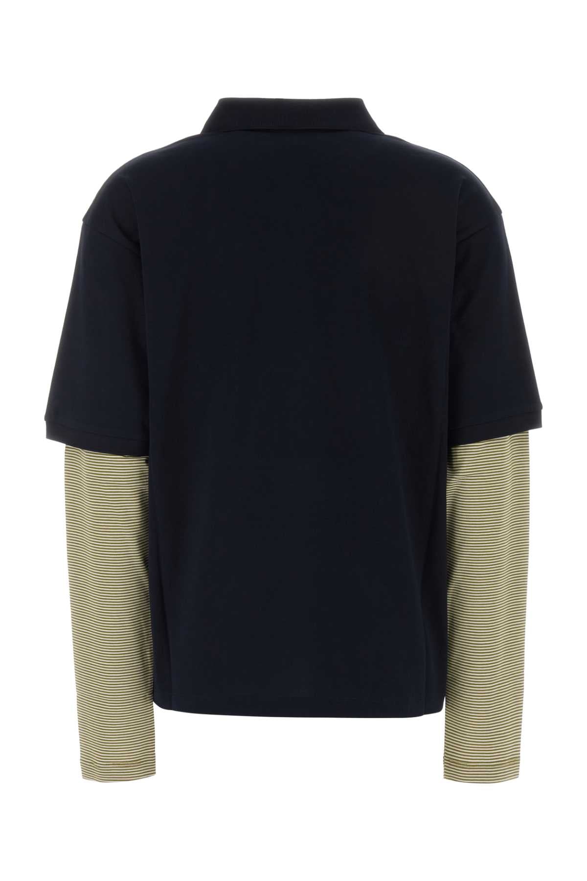 Miu Miu Women Navy Blue Cotton Oversize Polo Shirt MIU MIU