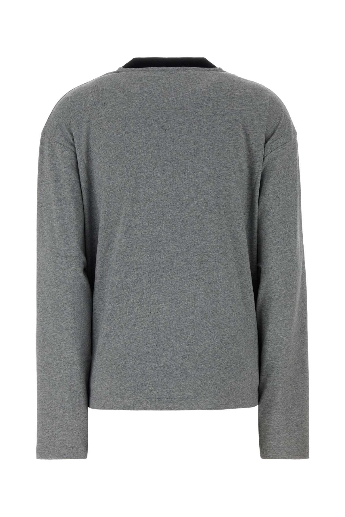 Miu Miu Women Dark Grey Cotton T-Shirt MIU MIU
