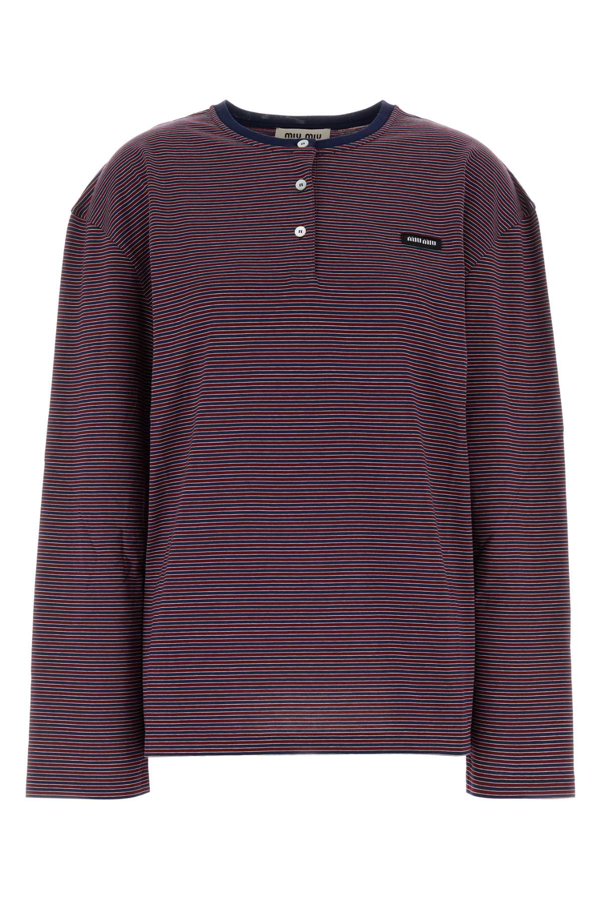 Miu Miu Women Embroidered Cotton Oversize T-Shirt MIU MIU