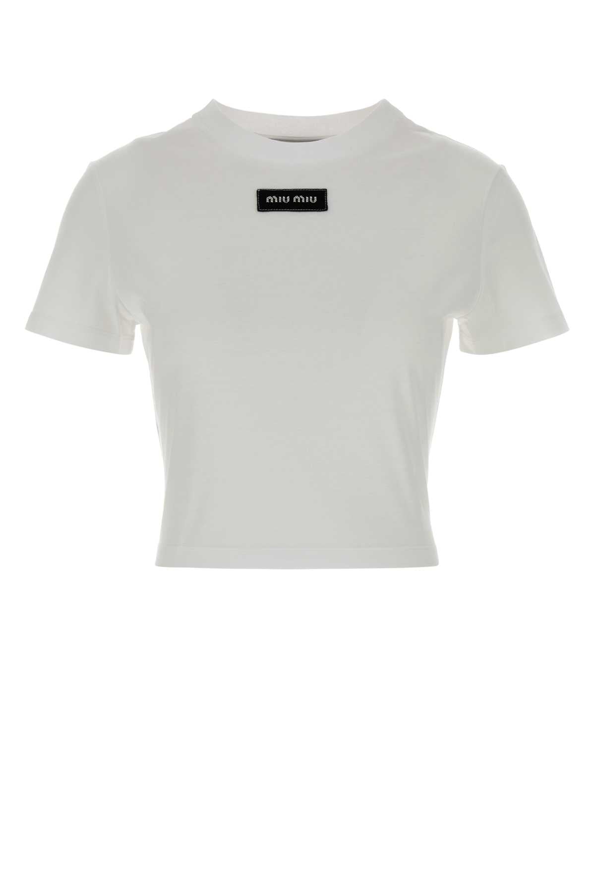 Miu Miu Women White Cotton T-Shirt MIU MIU