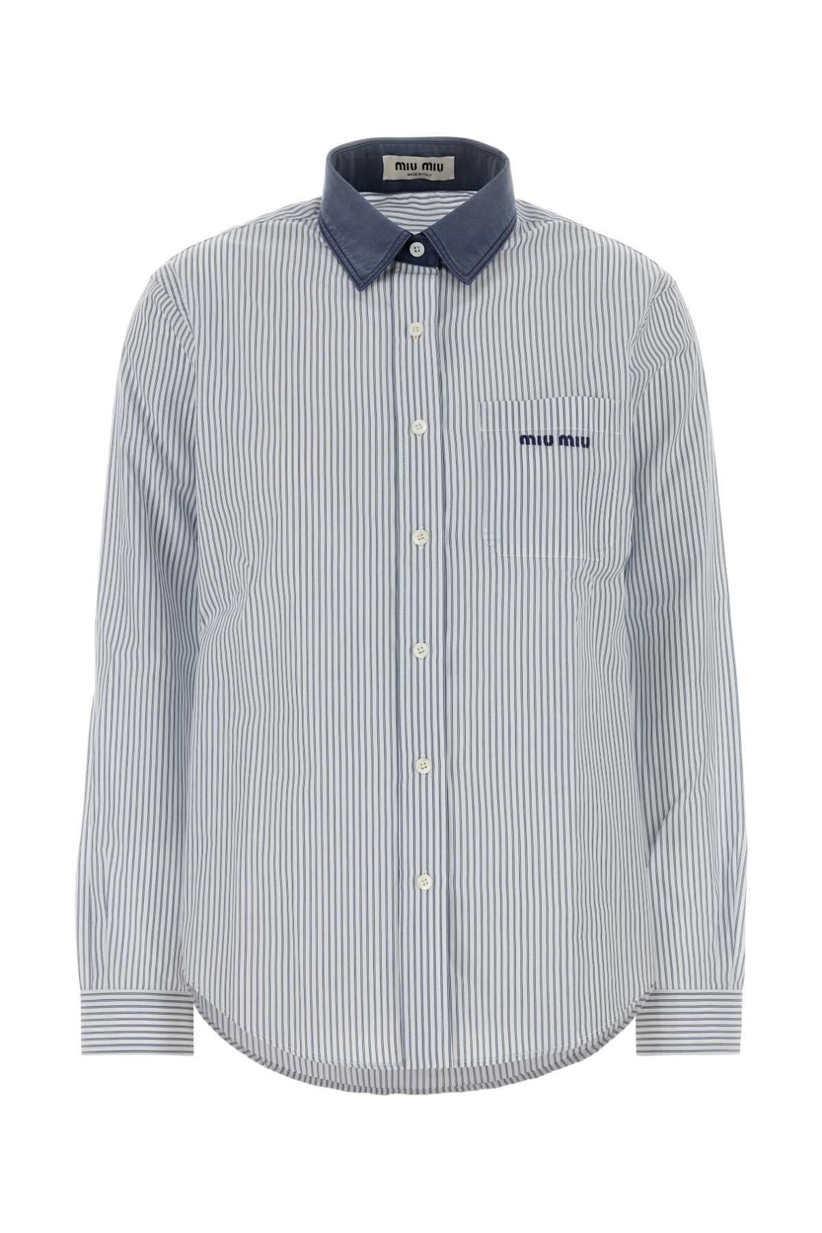 Miu Miu Women Embroidered Poplin Shirt MIU MIU