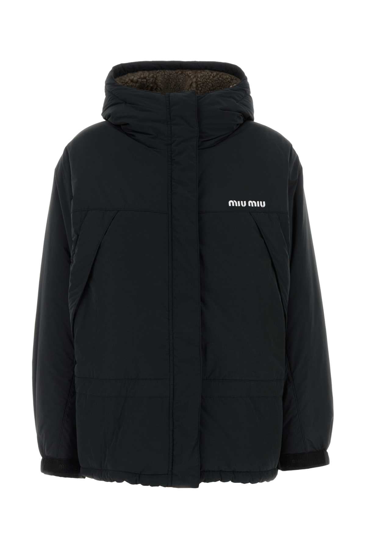 Miu Miu Women Black Polyester Blend Down Jacket MIU MIU