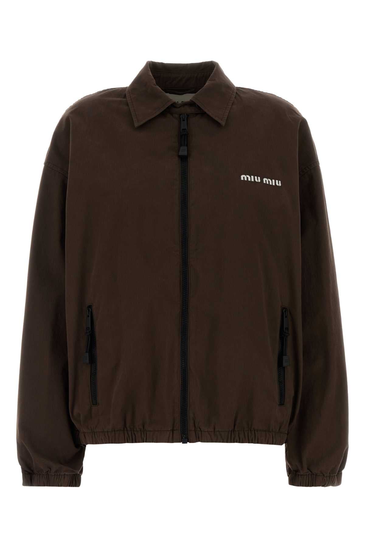 Miu Miu Women Brown Gabardine Jacket MIU MIU