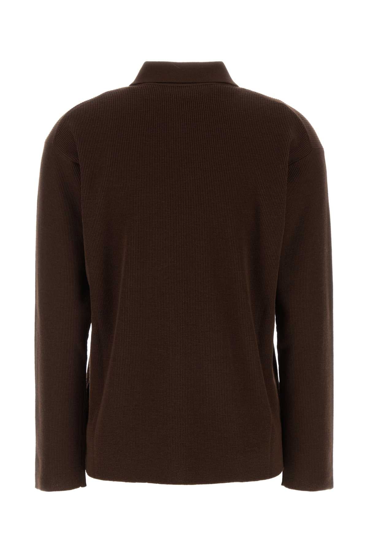 Miu Miu Women Chocolate Wool Polo Shirt MIU MIU