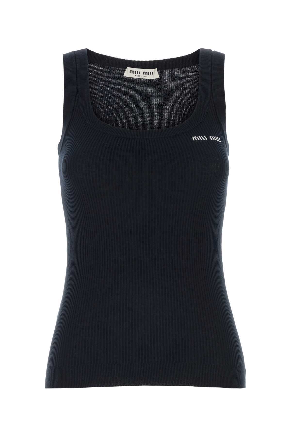 Miu Miu Women Midnight Blue Cotton Tank Top MIU MIU